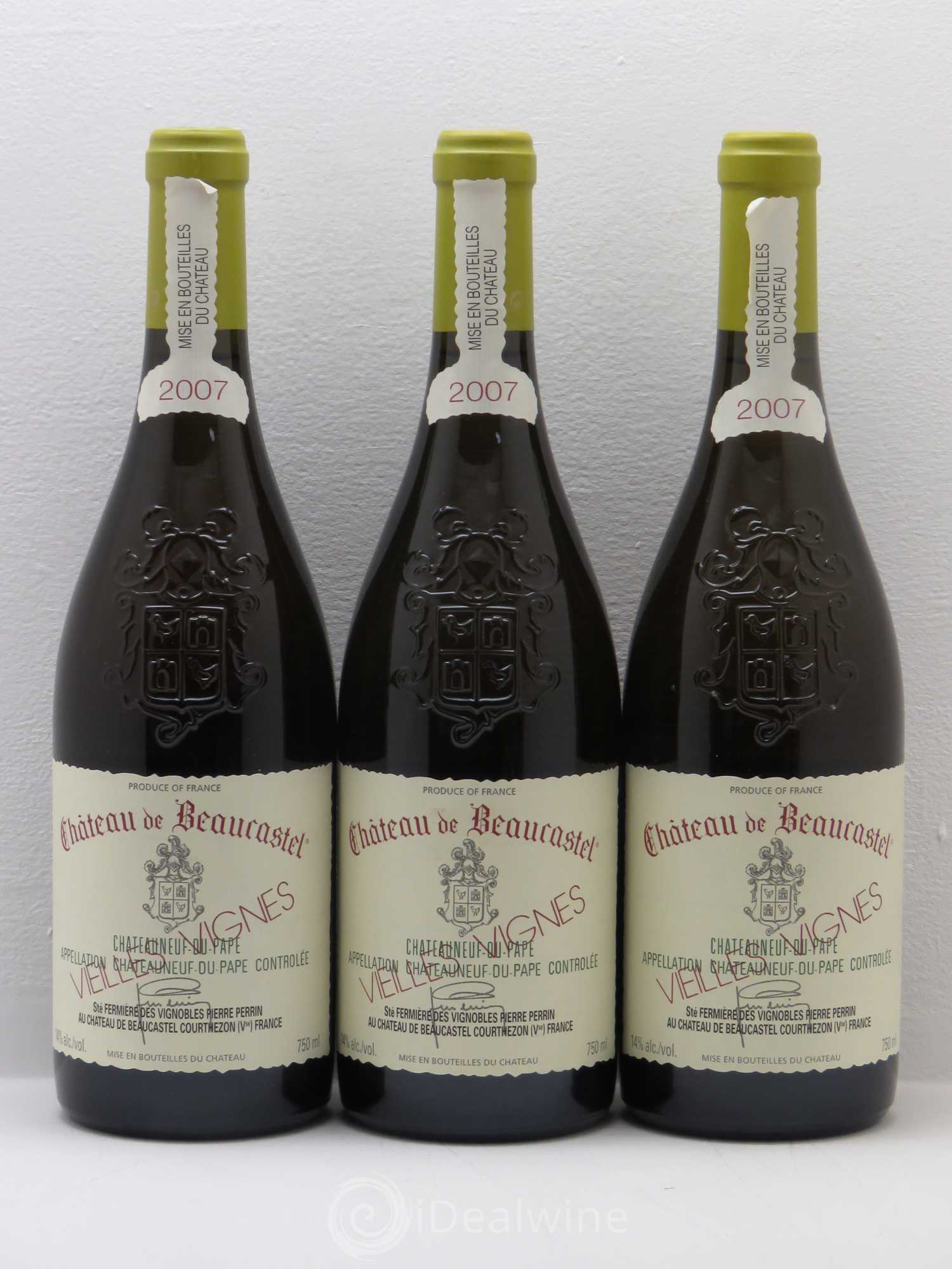 Châteauneuf-du-Pape Château de Beaucastel Vieilles vignes Roussanne Famille Perrin 2007 - Lot de 3 bouteilles - 0