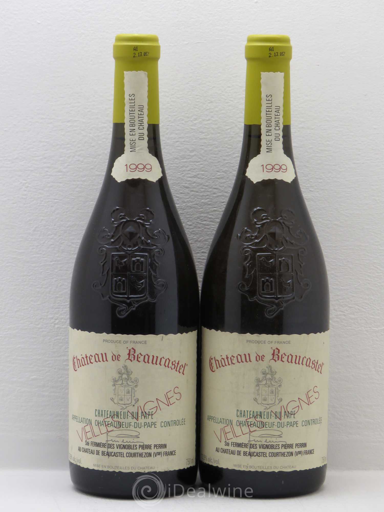 Châteauneuf-du-Pape Château de Beaucastel Vieilles vignes Roussanne Famille Perrin 1999 - Lot de 2 bouteilles - 0
