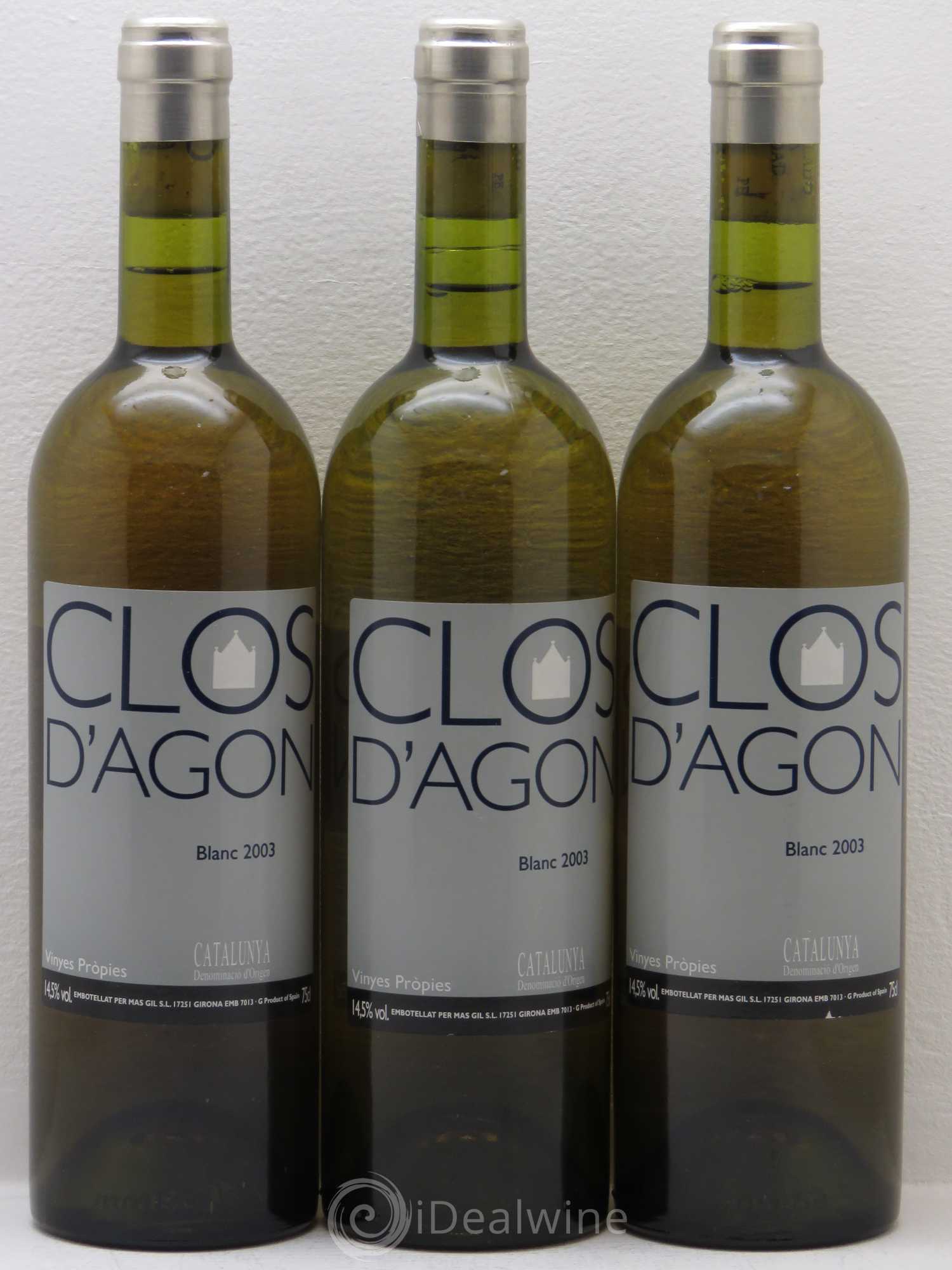 Espagne Sin D.O Catalunuya Mas Gil SL Clos d'Agon 2003 - Posten von 3 Flaschen - 0