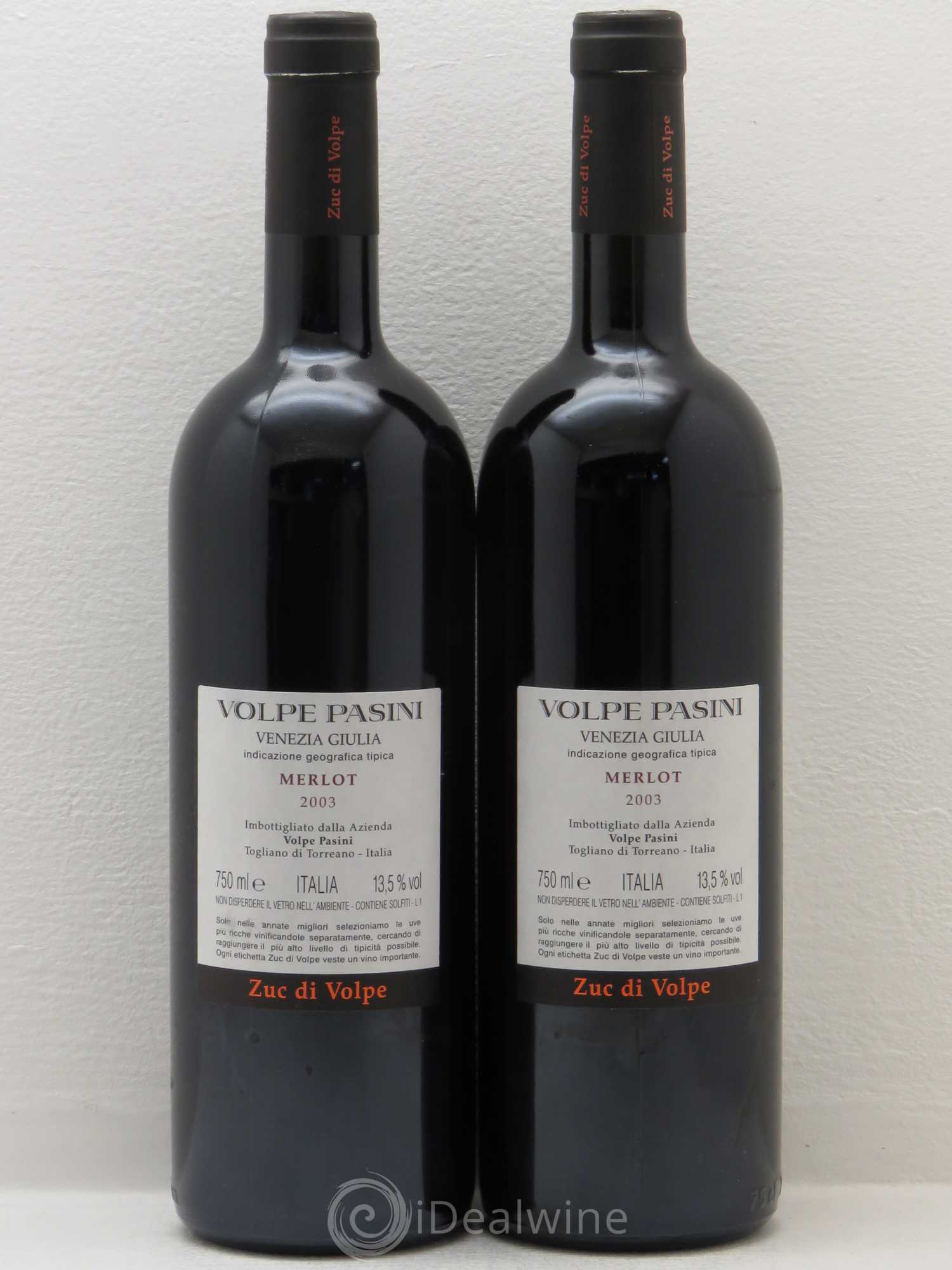 Italie Venezia Giulia IGT Collio Volpe Pasini Focus Merlot Zuc di Volpe 2003 - Posten von 2 Flaschen - 1