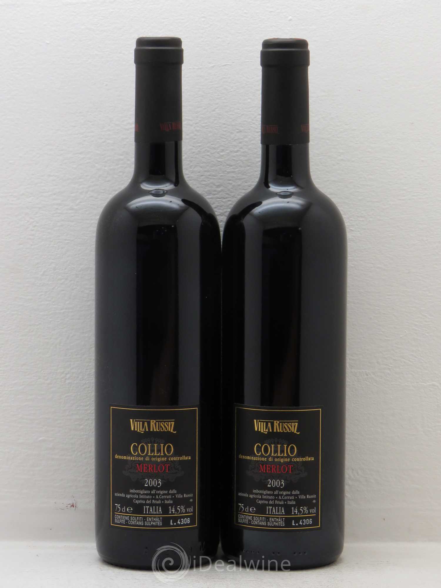 Italie DOC Collio Villa Russiz Merlot Graf de la tour 2003 - Posten von 2 Flaschen - 1