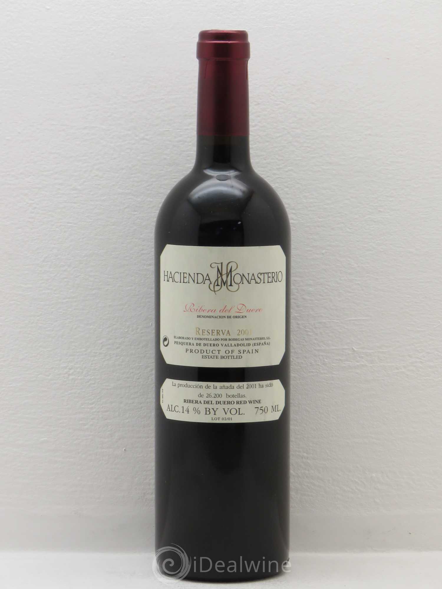 Ribera Del Duero DO Hacienda Monasterio Reserva 2001 - Lot de 1 bouteille - 0