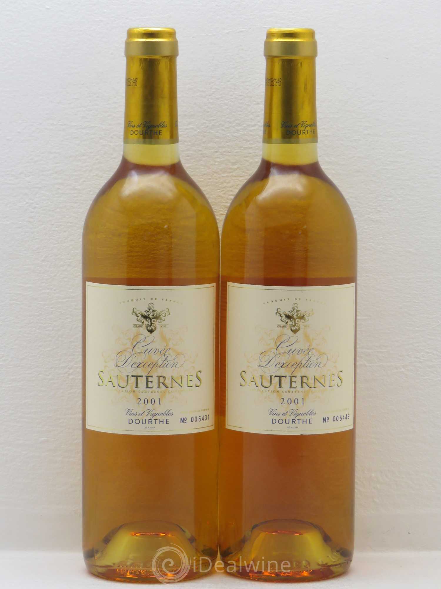 Sauternes Sauternes cuvée d'exception Vignobles Dourthe 2001 - Lot de 2 bouteilles - 0