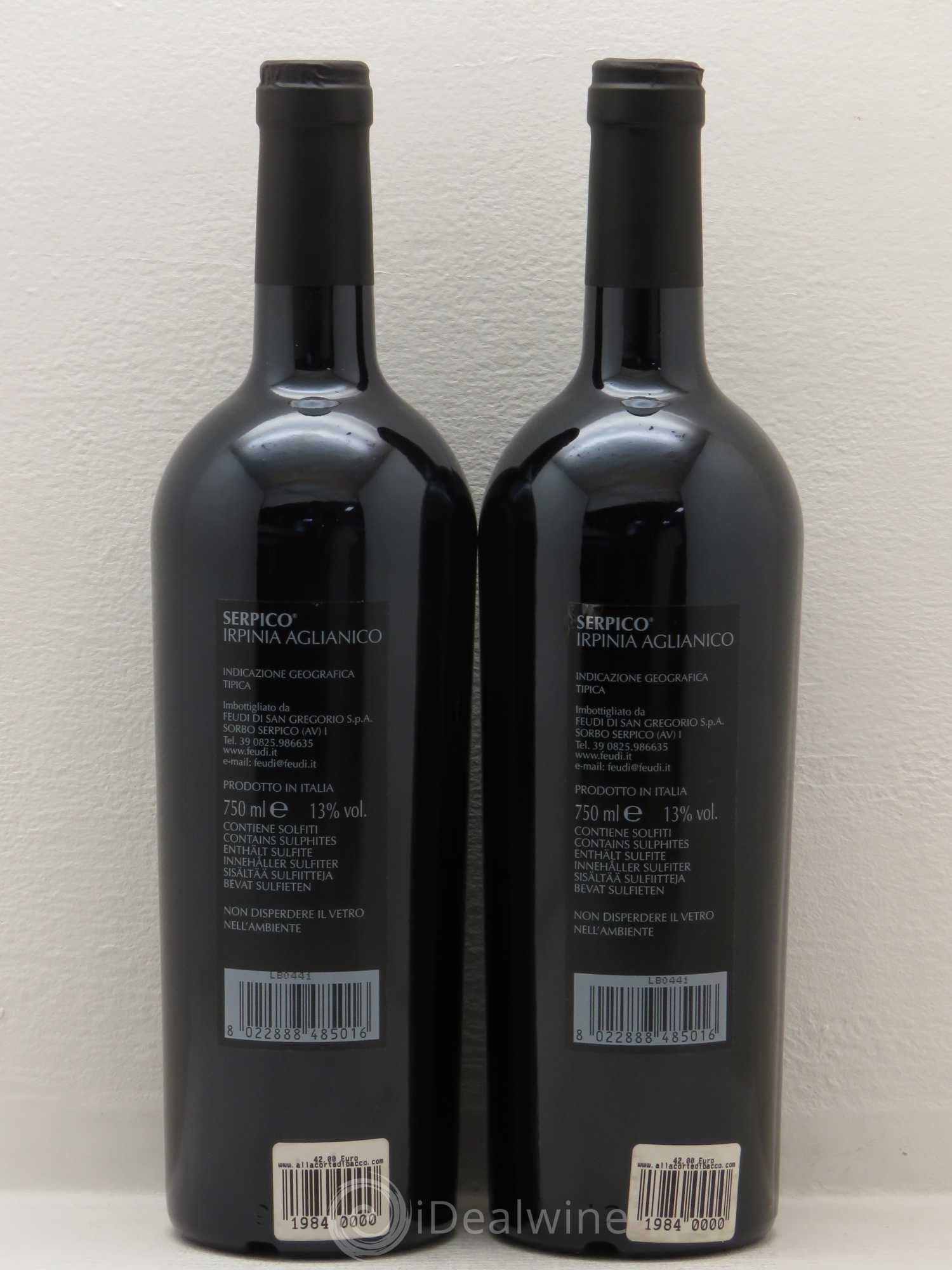 Italie Irpinia Aglianico Rosso Igt Serpico dei Feudi Di San Gregorio 2004 - Posten von 2 Flaschen - 1