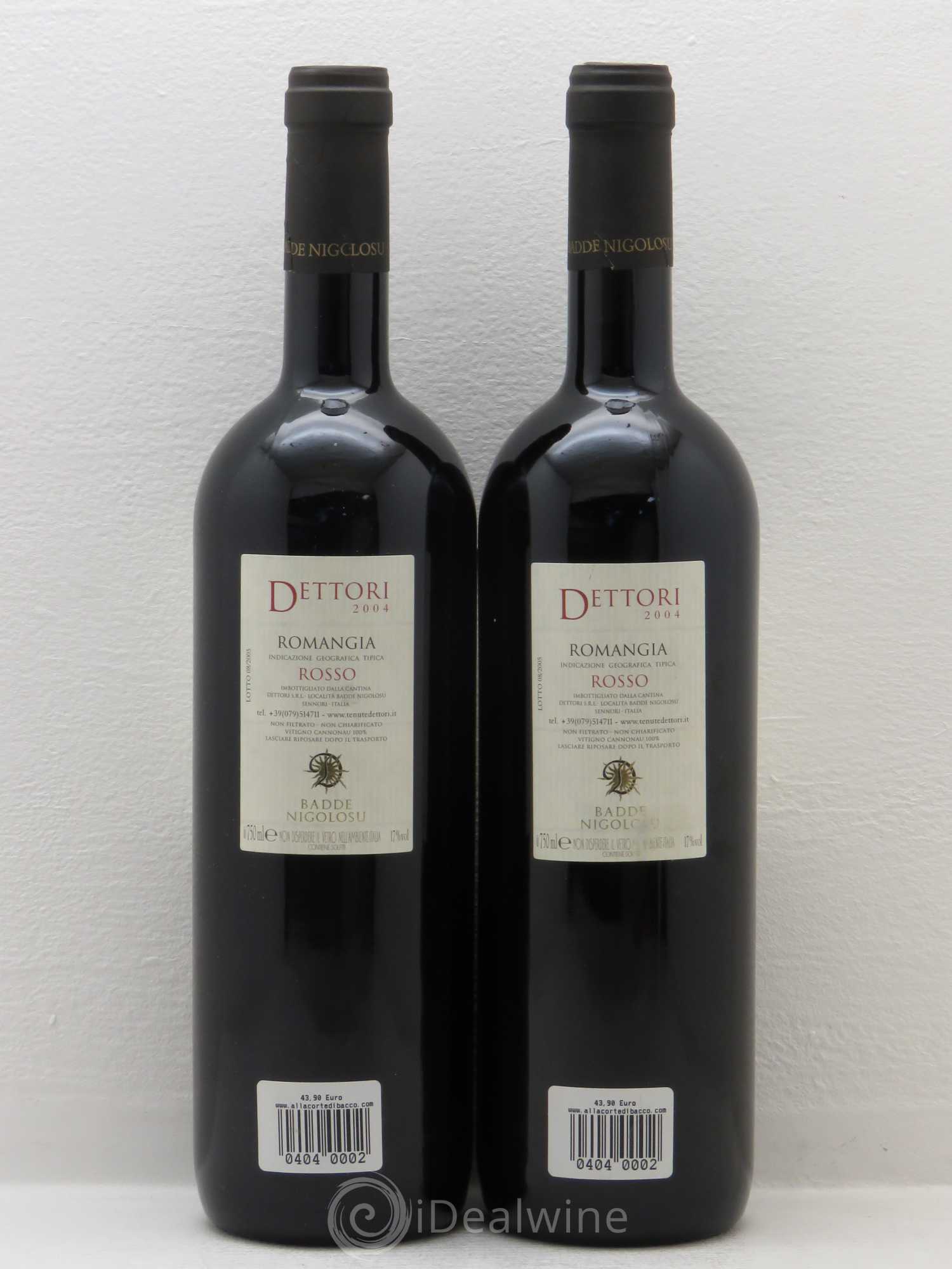 Italie Tenute Dettori Rosso Romangia Igt - Sardegna 2004 - Posten von 2 Flaschen - 1