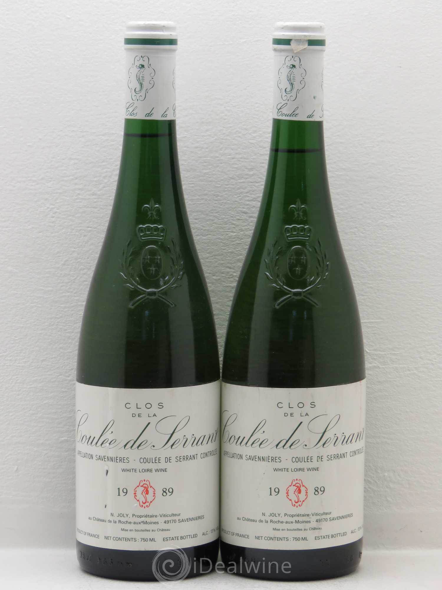 Savennières Clos de la Coulée de Serrant Vignobles de la Coulée de Serrant - Nicolas Joly 1989 - Lot de 2 bouteilles - 0