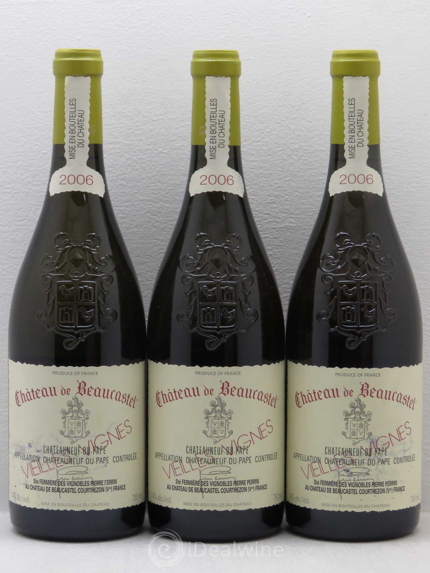 Châteauneuf-du-Pape Château de Beaucastel Vieilles vignes Roussanne Famille Perrin 2006 - Lot de 3 bouteilles - 0