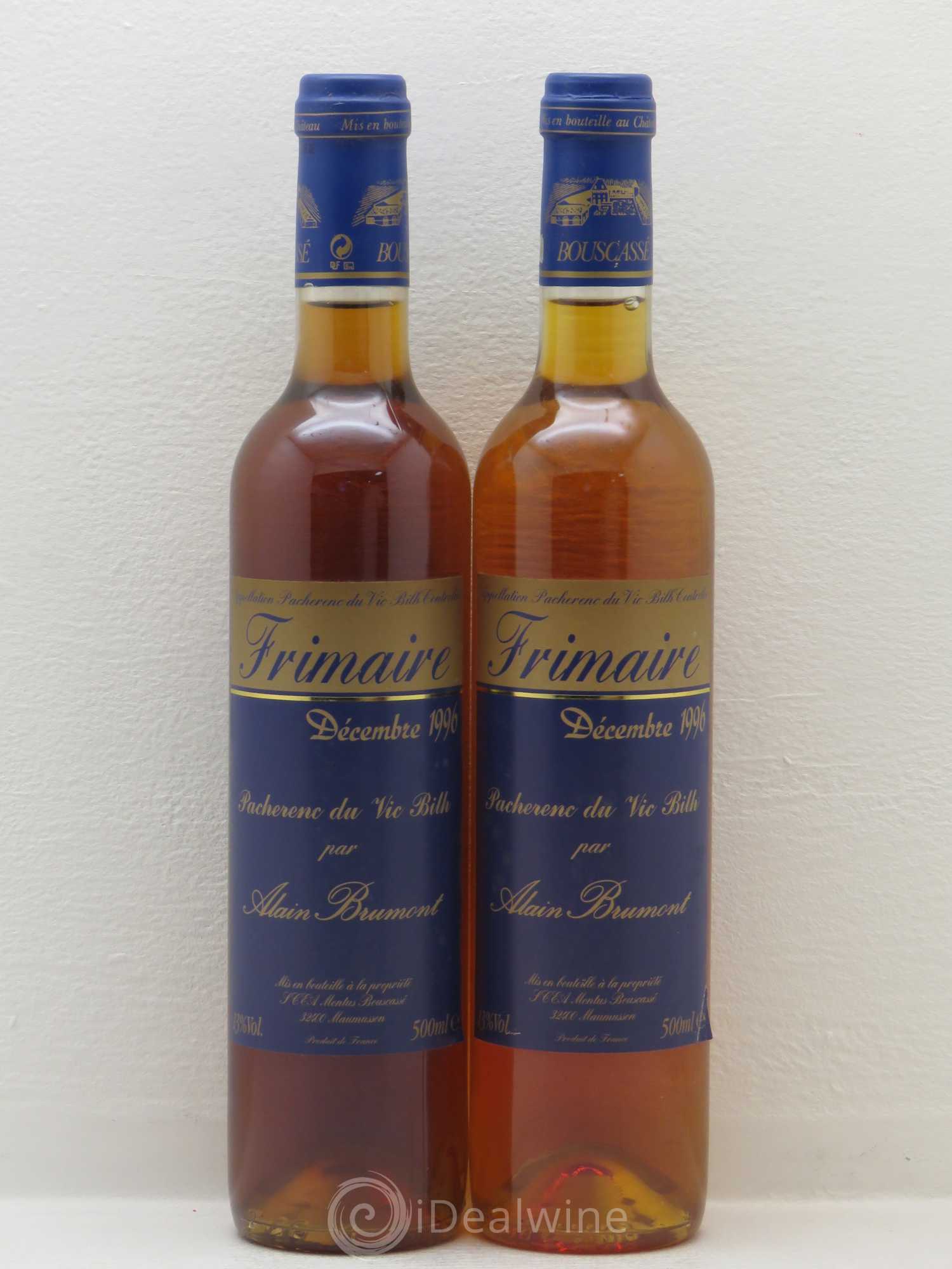 Pacherenc du Vic-Bilh Château Bouscassé Frimaire Alain Brumont (Vendanges De Décembre) 1996 - Lotto di 2 bottiglie - 0