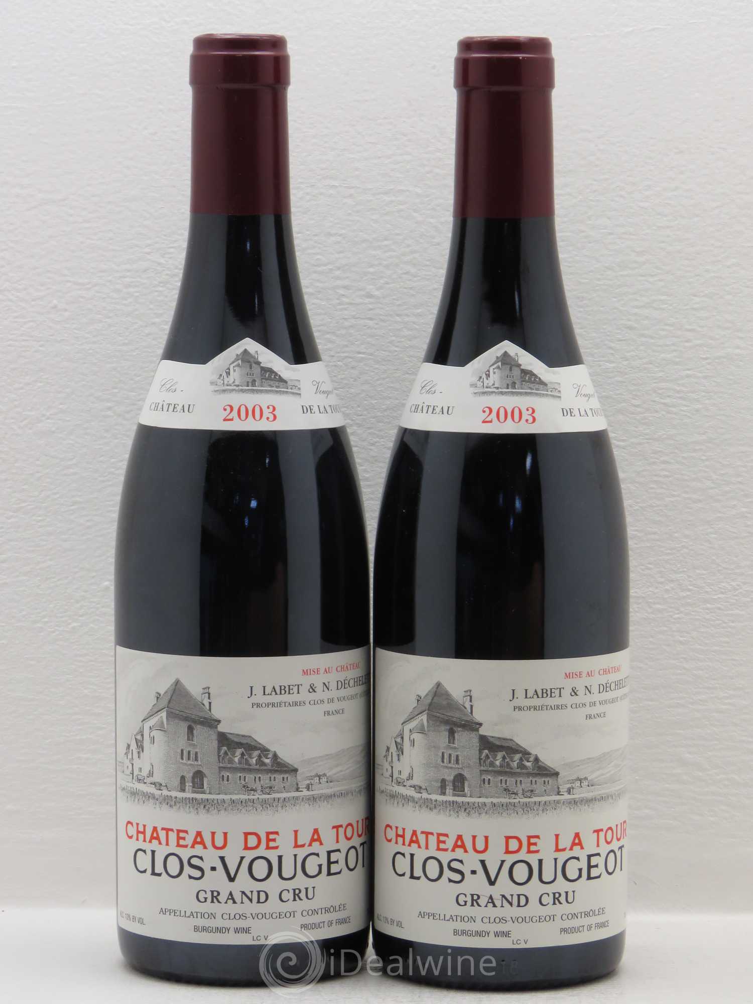 Clos de Vougeot Grand Cru Château de La Tour 2003 - Lot de 2 bouteilles - 0