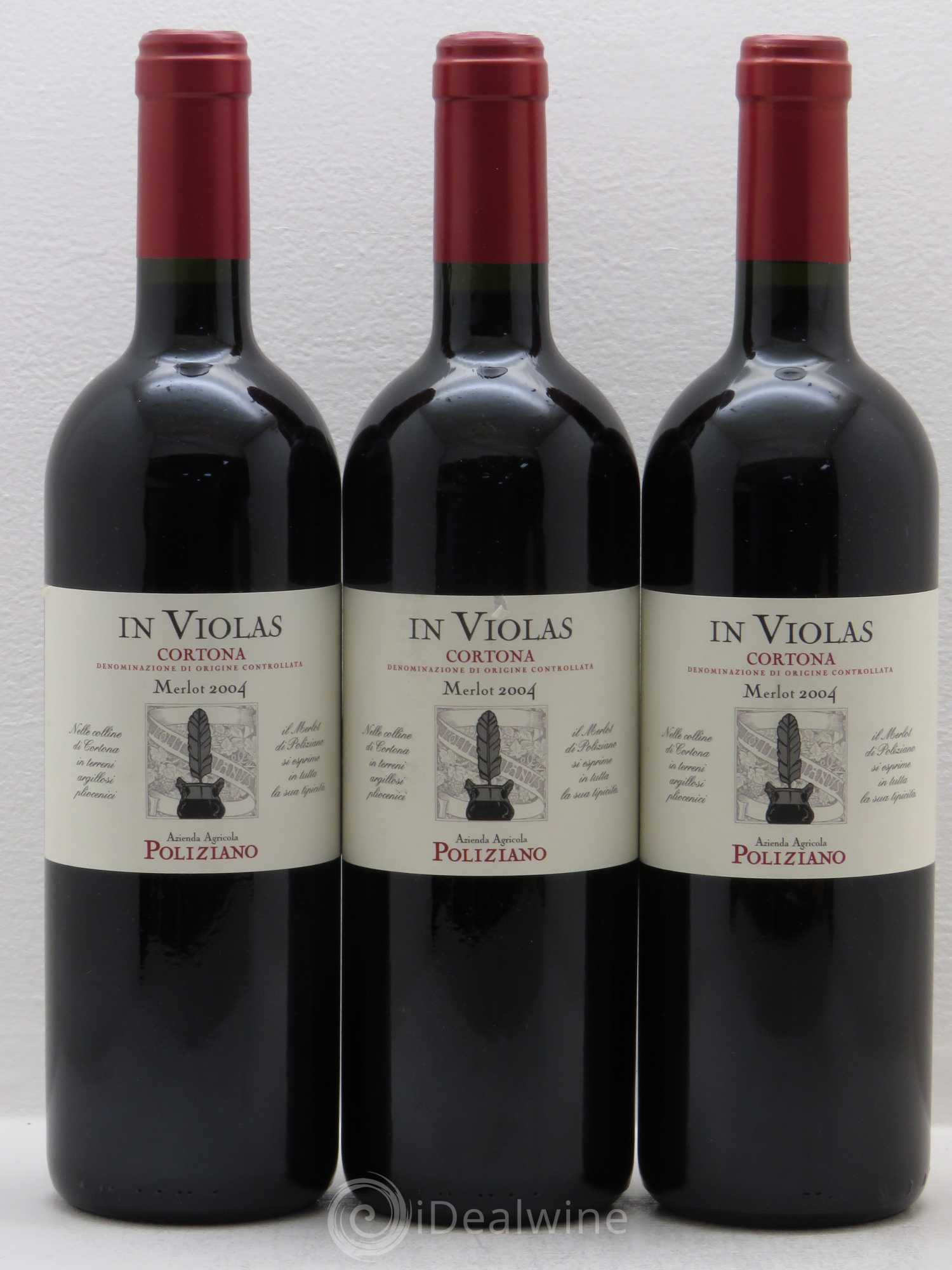 Italie Cortona Poliziano Merlot In Violas 2004 - Posten von 3 Flaschen - 0