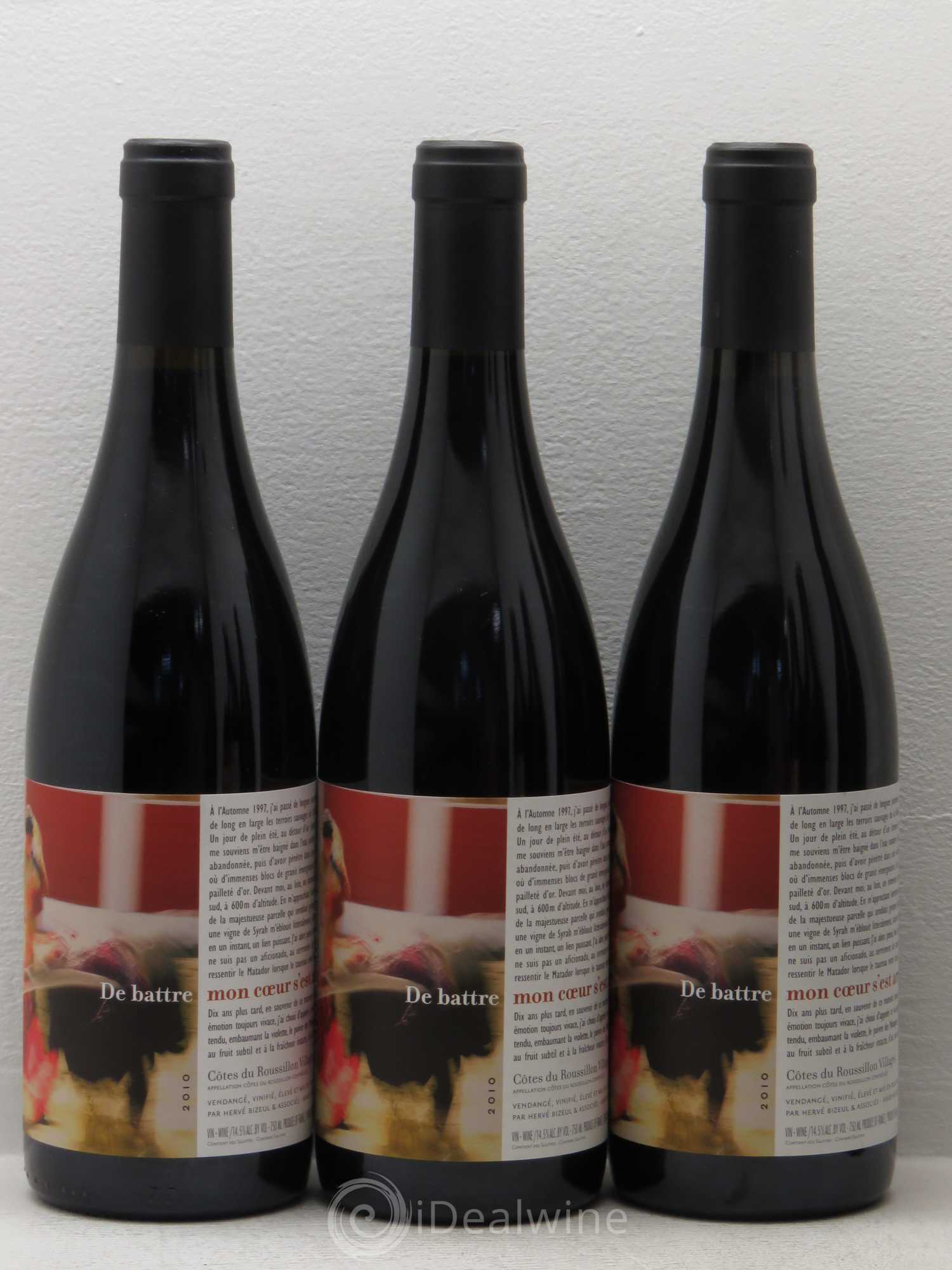 Côtes Catalanes (Anciennement Côtes du Roussillon) Clos des Fées De battre mon coeur s'est arrêté Hervé Bizeul Côtes du Roussillon villages  2010 - Lot de 6 bouteilles - 1