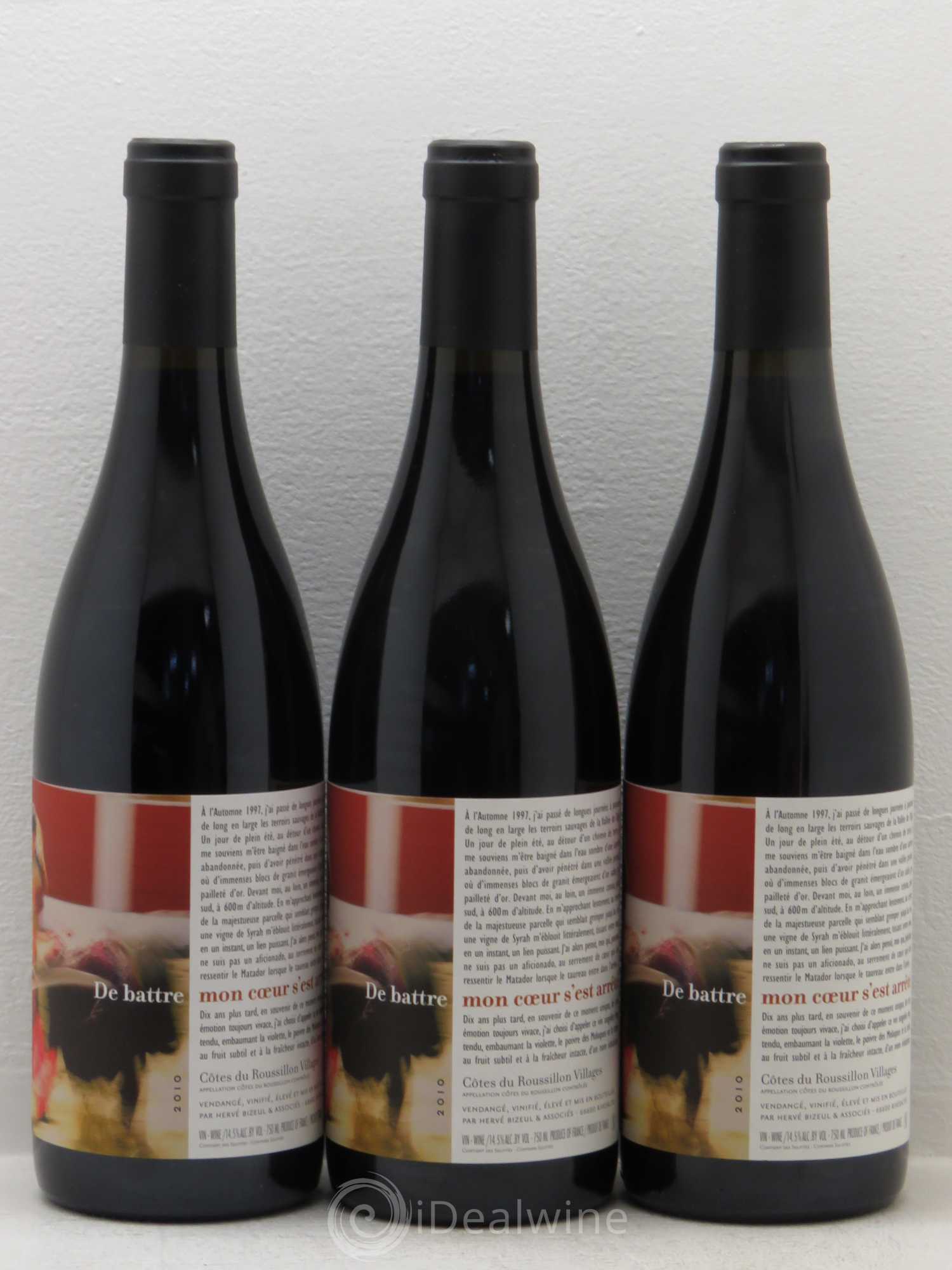 Côtes Catalanes (Anciennement Côtes du Roussillon) Clos des Fées De battre mon coeur s'est arrêté Hervé Bizeul Côtes du Roussillon villages  2010 - Lot de 6 bouteilles - 2