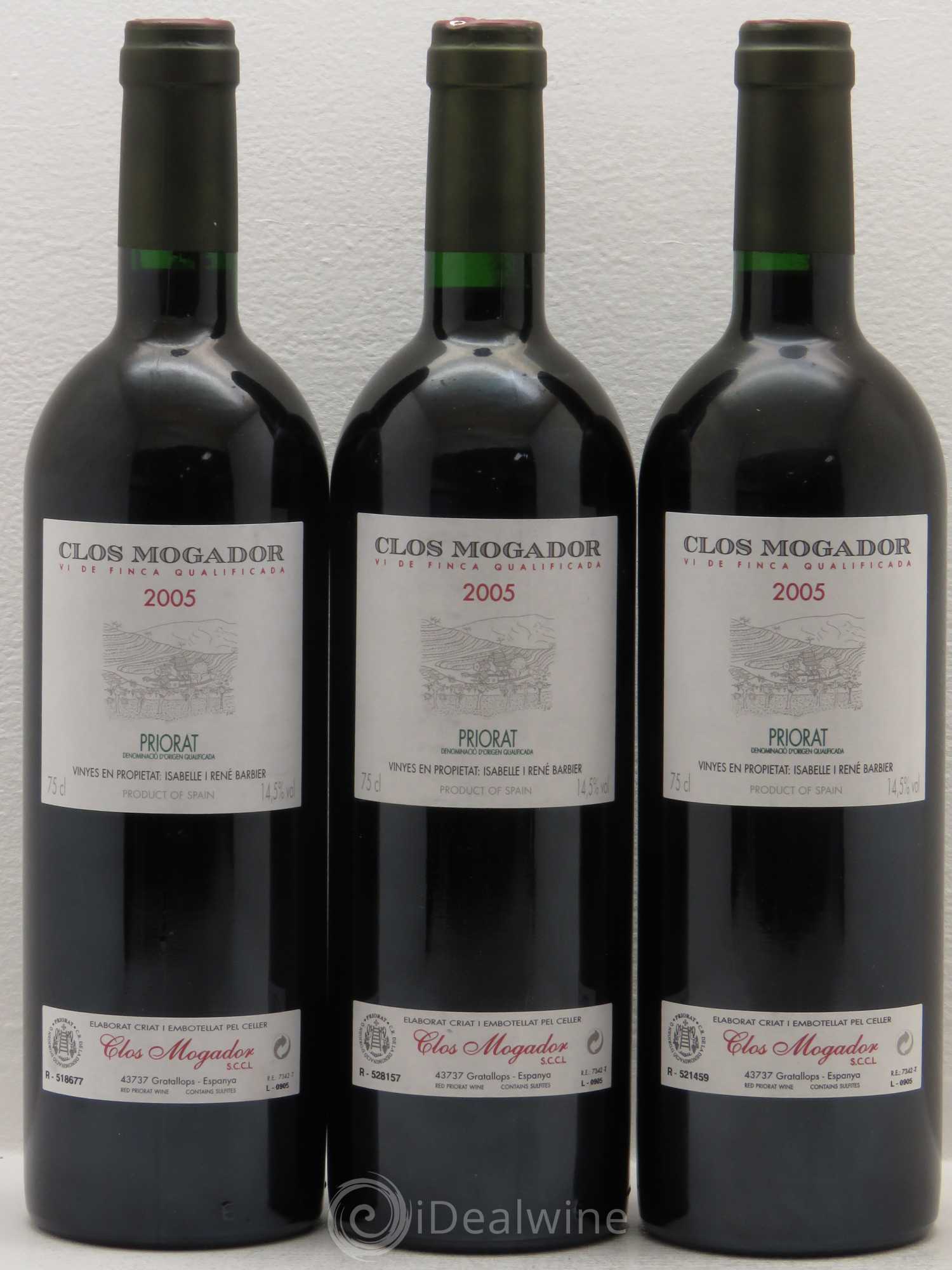 Priorat Clos Mogador DOCA René Barbier 2005 - Lot de 3 bouteilles - 0