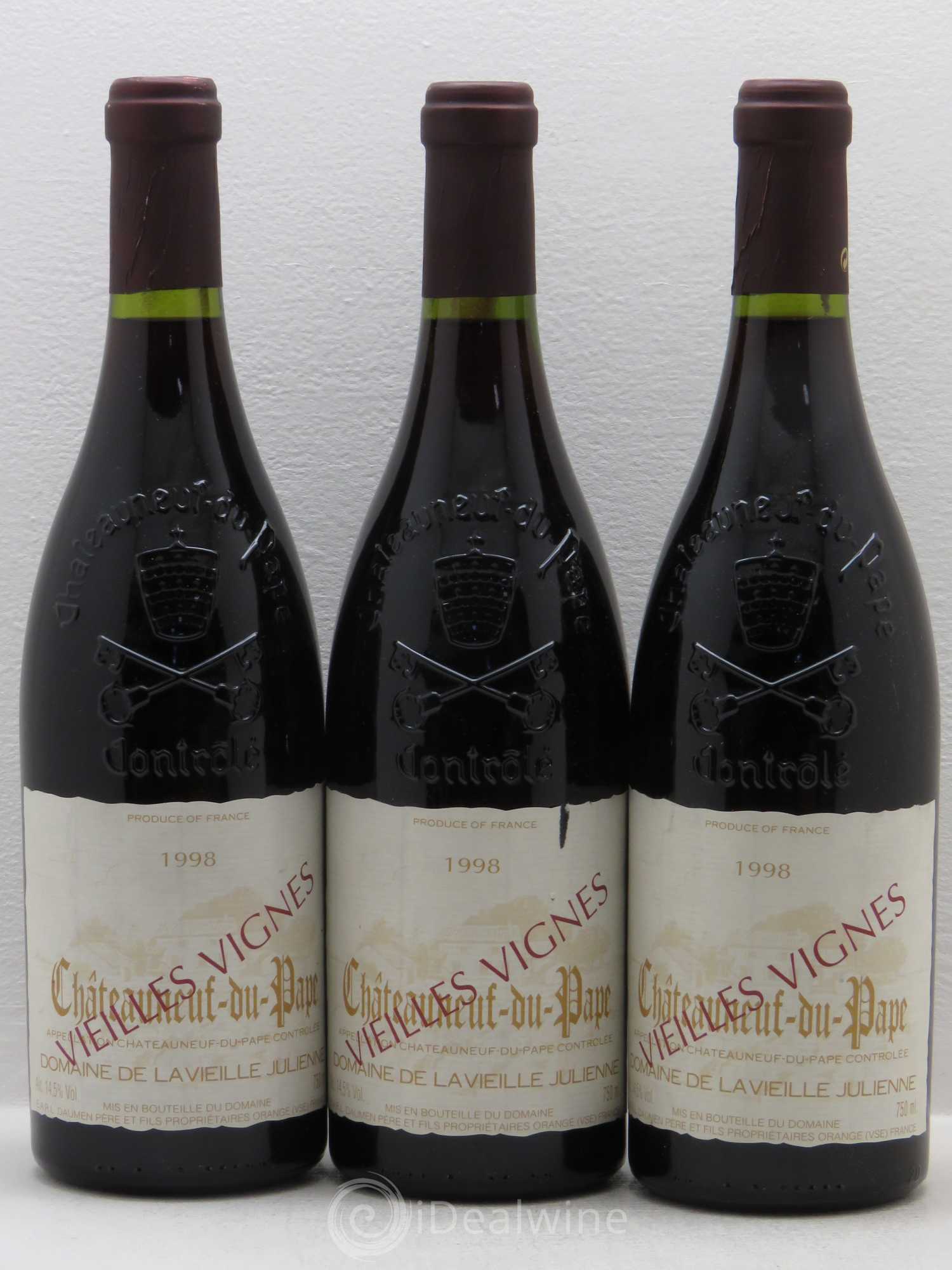 Châteauneuf-du-Pape Vieille Julienne (Domaine de la) Cuvée Vieilles Vignes Jean-Paul Daumen 1998 - Lot de 3 bouteilles - 0