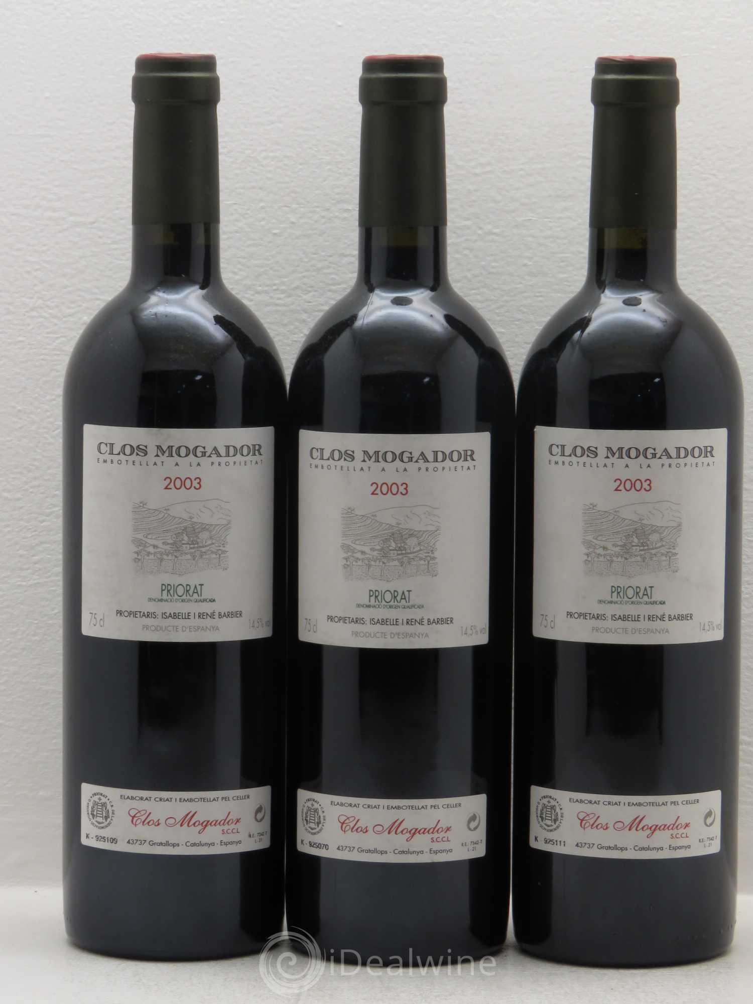 Priorat Clos Mogador DOCA René Barbier 2003 - Lot de 3 bouteilles - 0