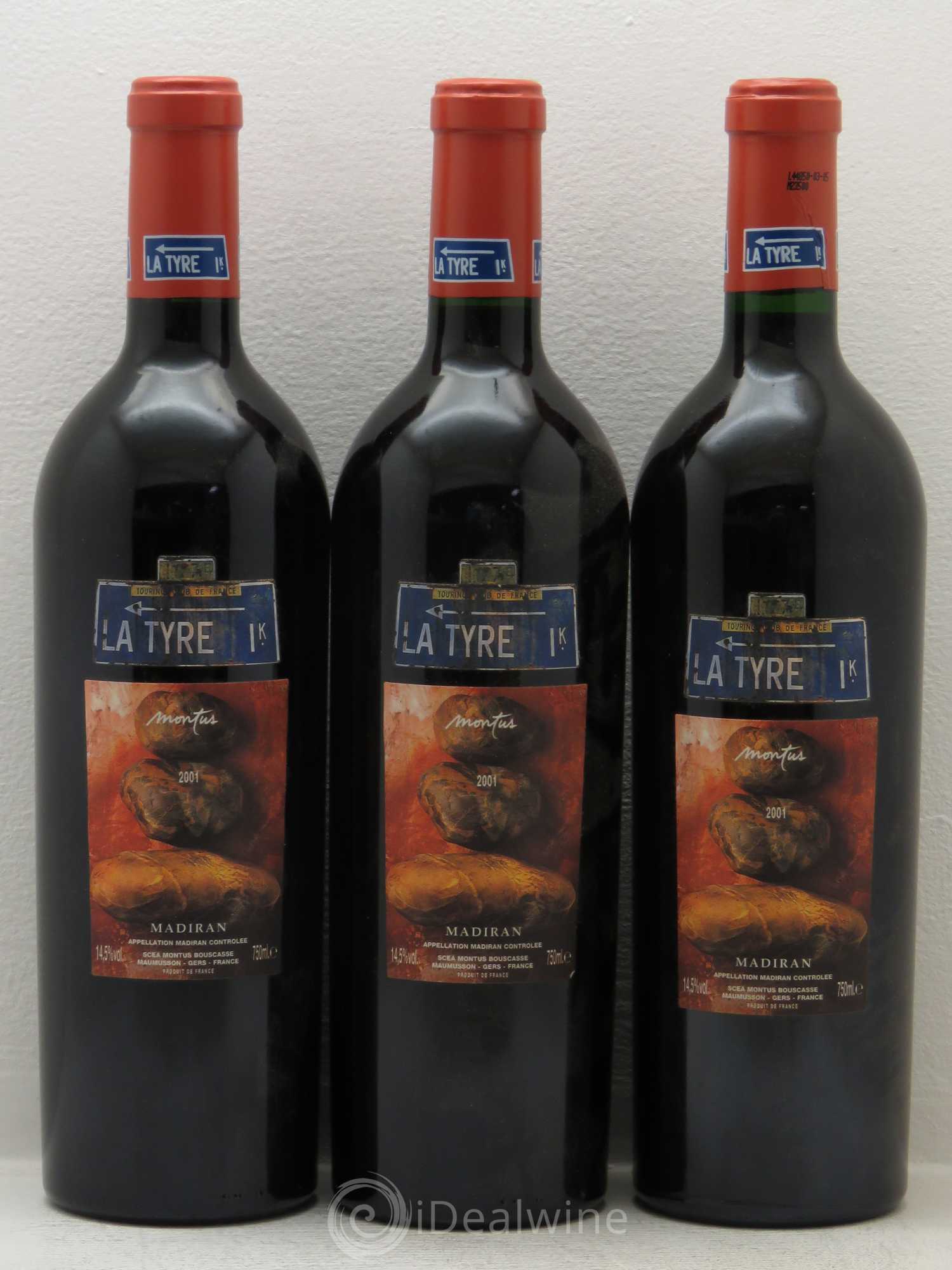 Madiran Château Montus-La Tyre Alain Brumont 2001 - Lot de 3 bouteilles - 0
