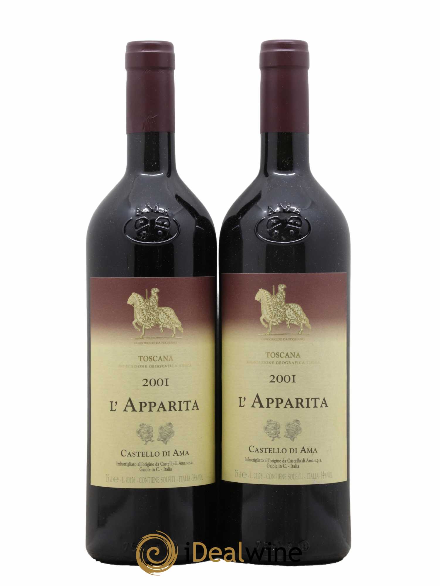 Toscana IGT Castello di Ama L'Apparita 2001 - Lot de 2 bouteilles - 0