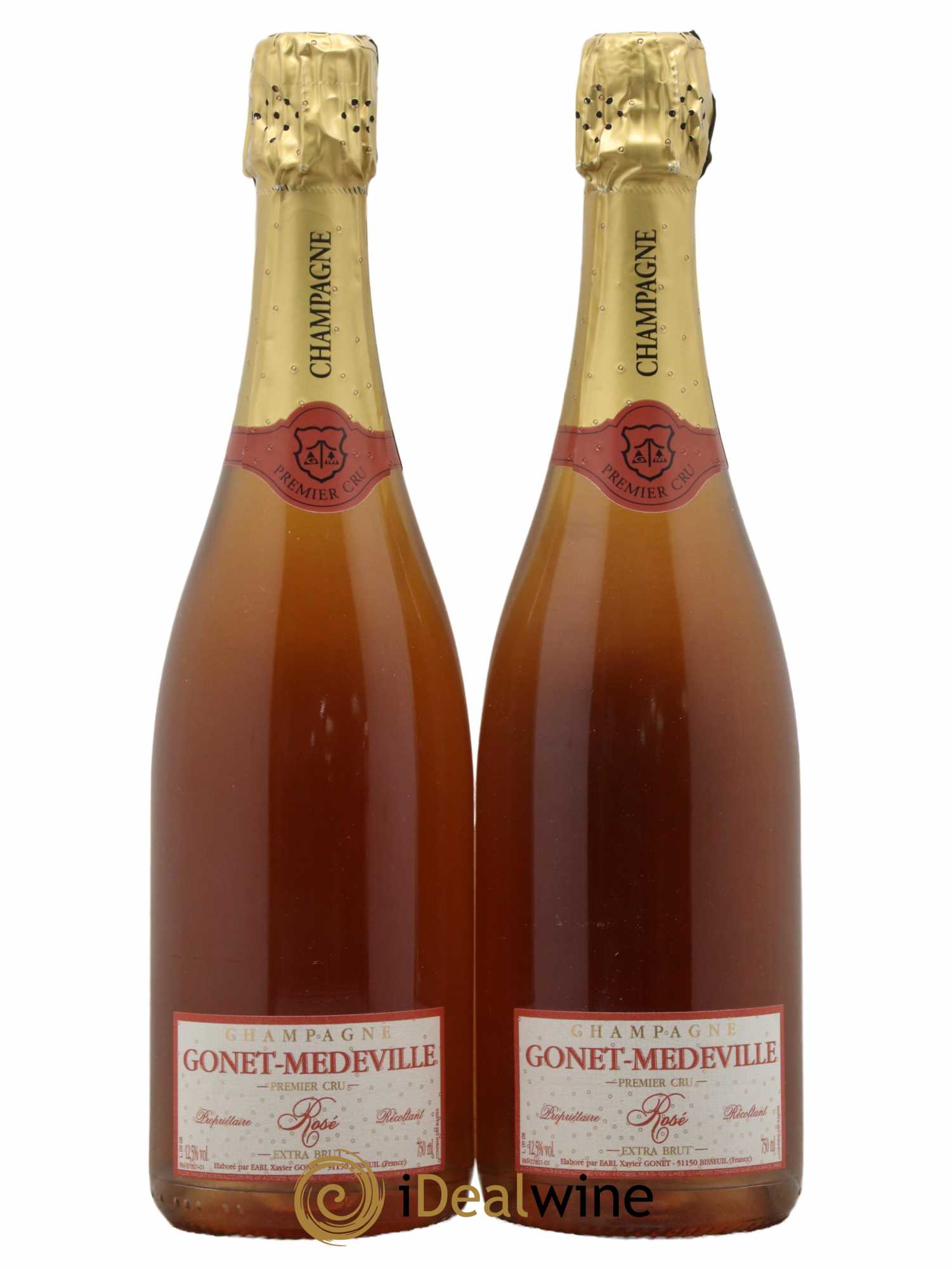 Champagne - Premier cru Extra Brut Vignobles Gonet-Medeville - Lot de 2 bouteilles - 0