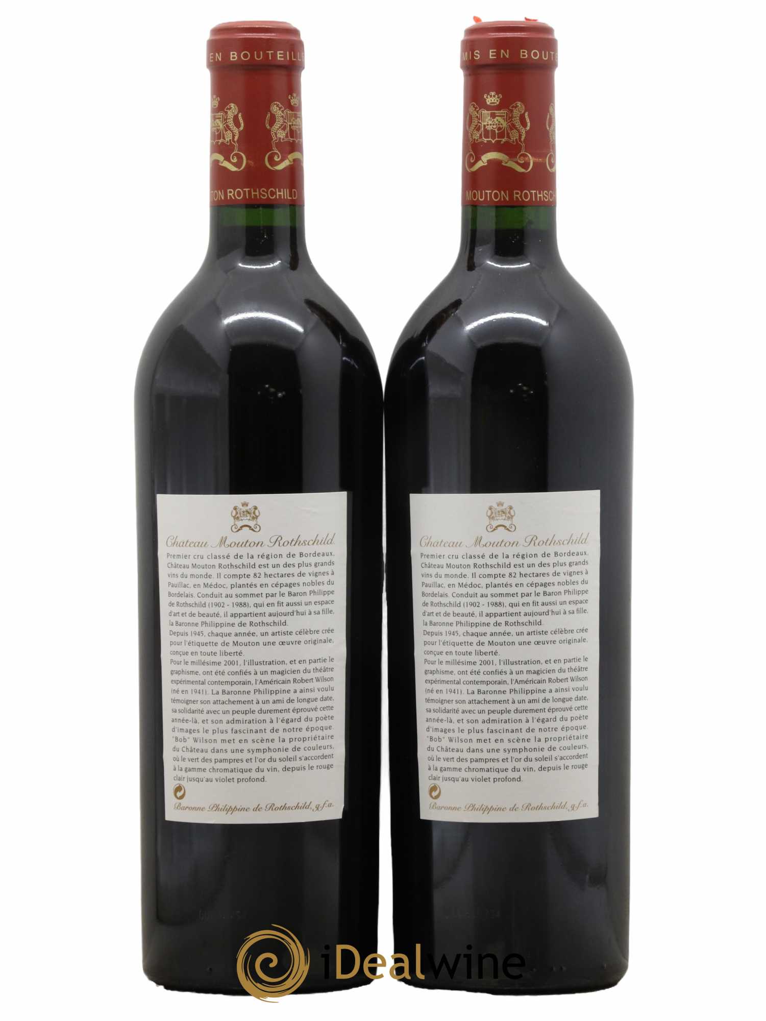 Château Mouton Rothschild 1er Grand Cru Classé 2001 - Lot de 2 bouteilles - 1