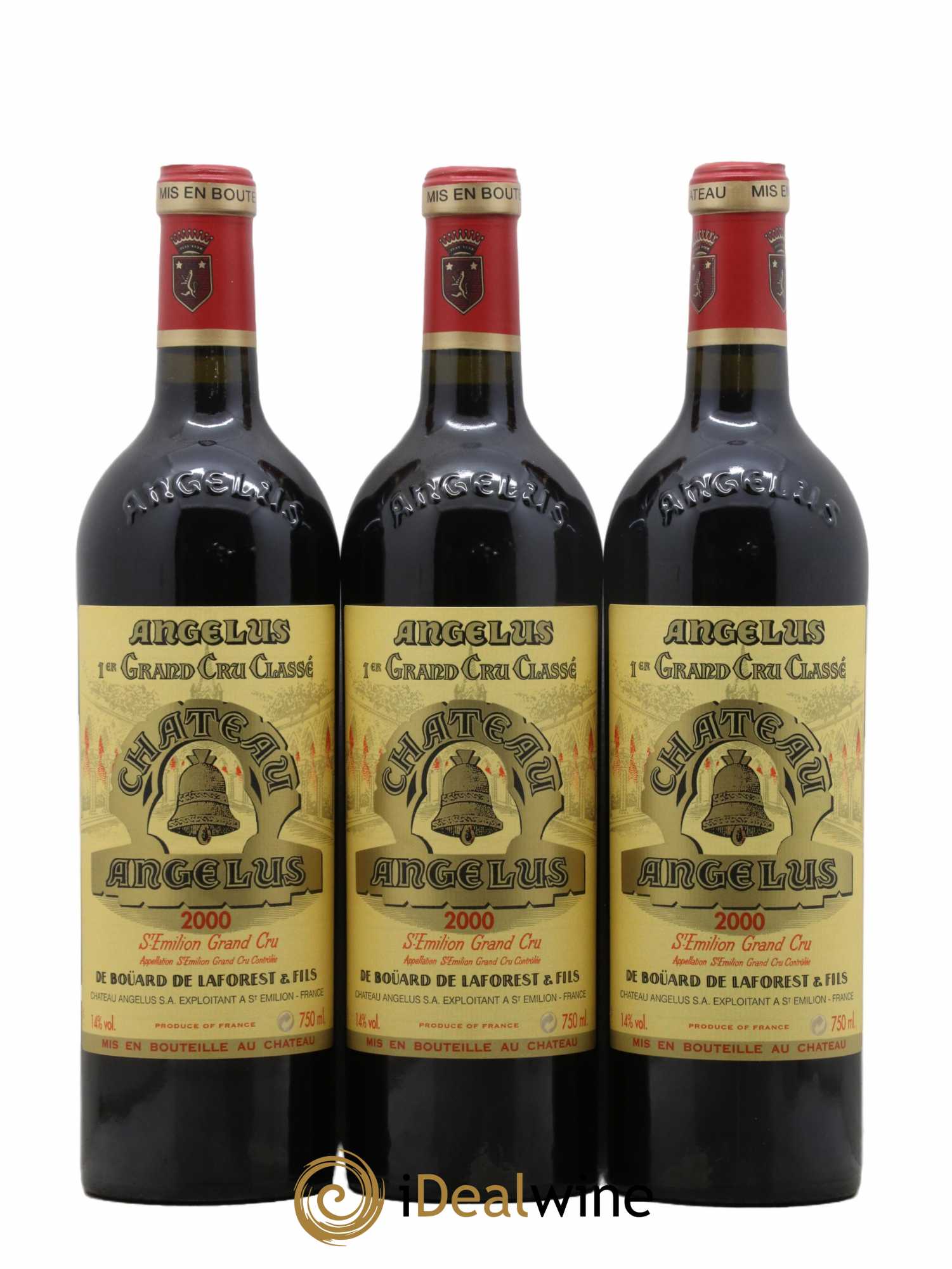 Château Angélus 1er Grand Cru Classé A 2000 - Lot de 3 bouteilles - 0
