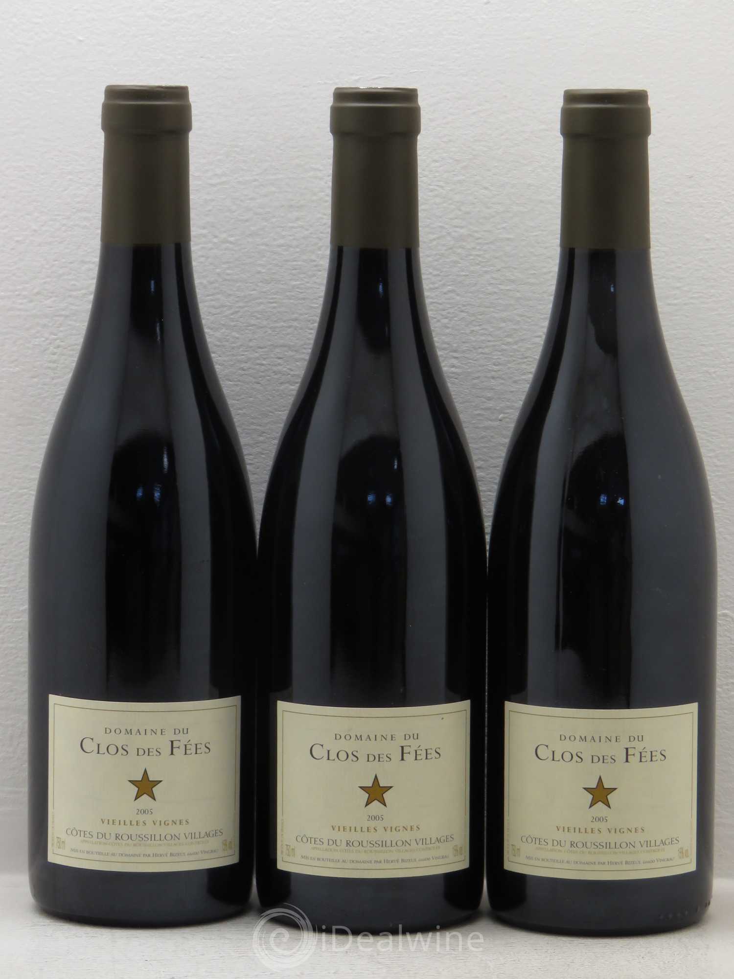 Côtes du Roussillon Villages Clos des Fées Vieilles vignes Hervé Bizeul Côtes du Roussillon villages 2005 - Lot de 3 bouteilles - 0