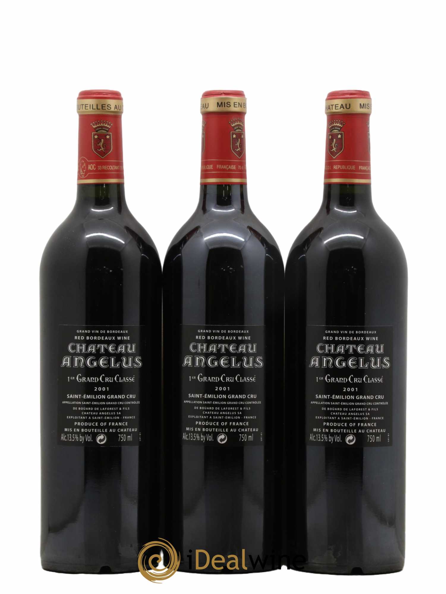 Château Angélus 1er Grand Cru Classé A 2001 - Lot de 3 bouteilles - 1