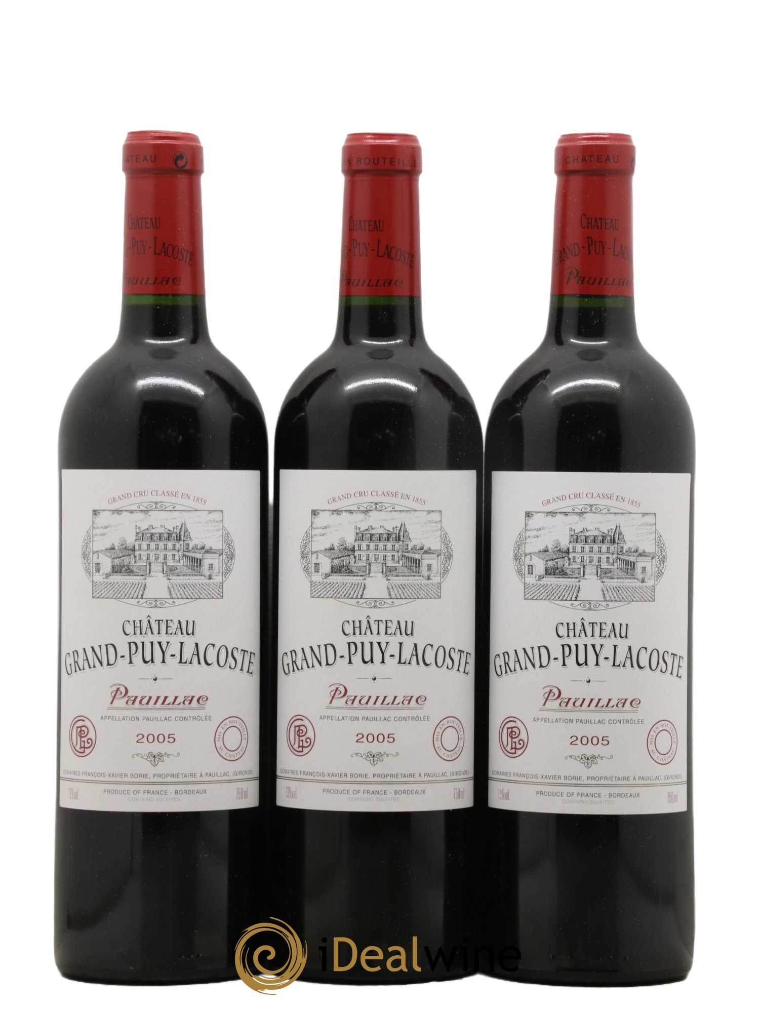 Château Grand Puy Lacoste 5ème Grand Cru Classé 2005 - Lot de 3 bouteilles - 0