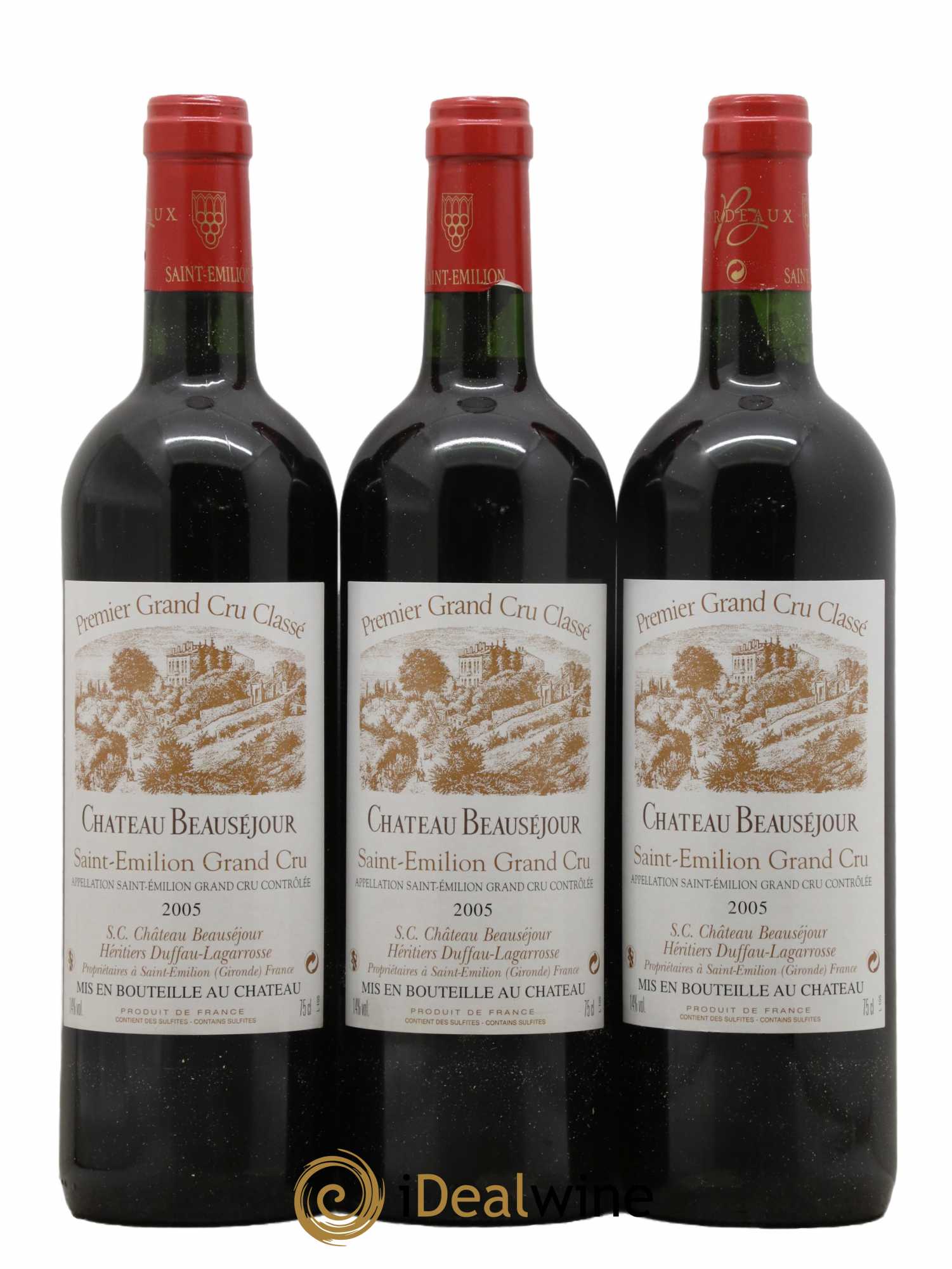 Château Beauséjour (Duffau-Lagarrosse) 1er Grand Cru Classé B 2005 - Lot of 3 bottles - 0
