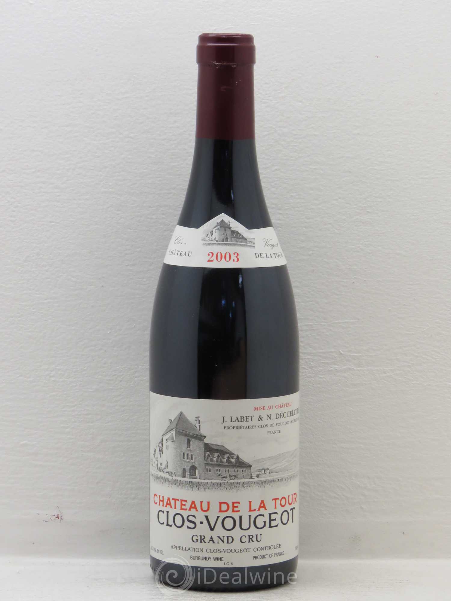 Clos de Vougeot Grand Cru Château de La Tour 2003 - Lot de 1 bouteille - 0