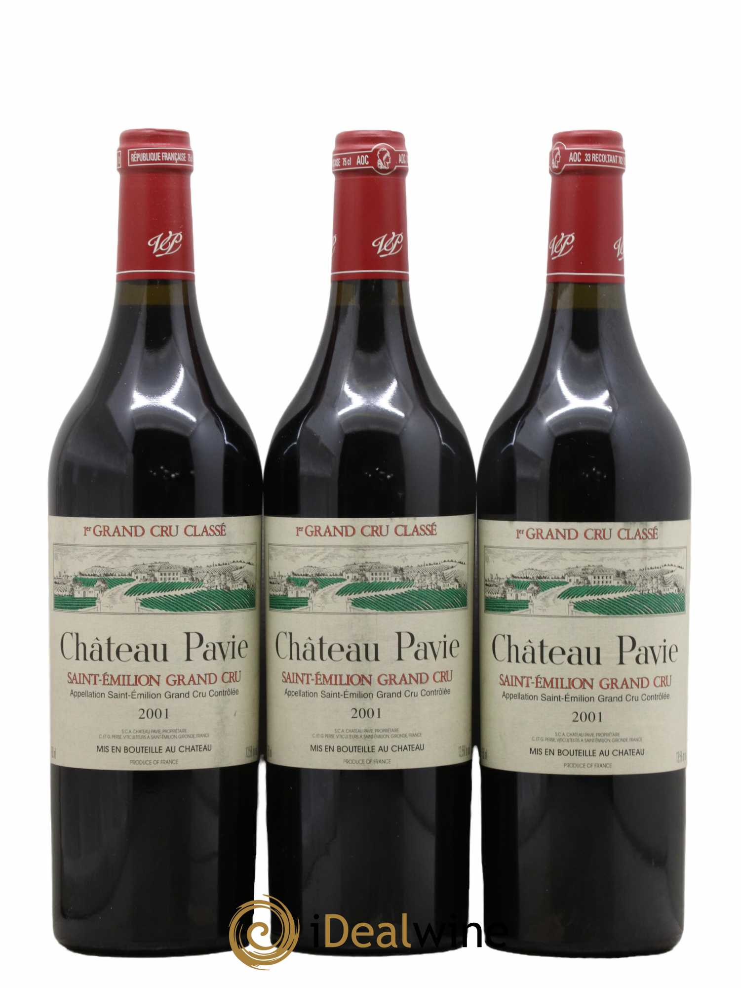 Château Pavie 1er Grand Cru Classé A 2001 - Lot de 3 bouteilles - 0