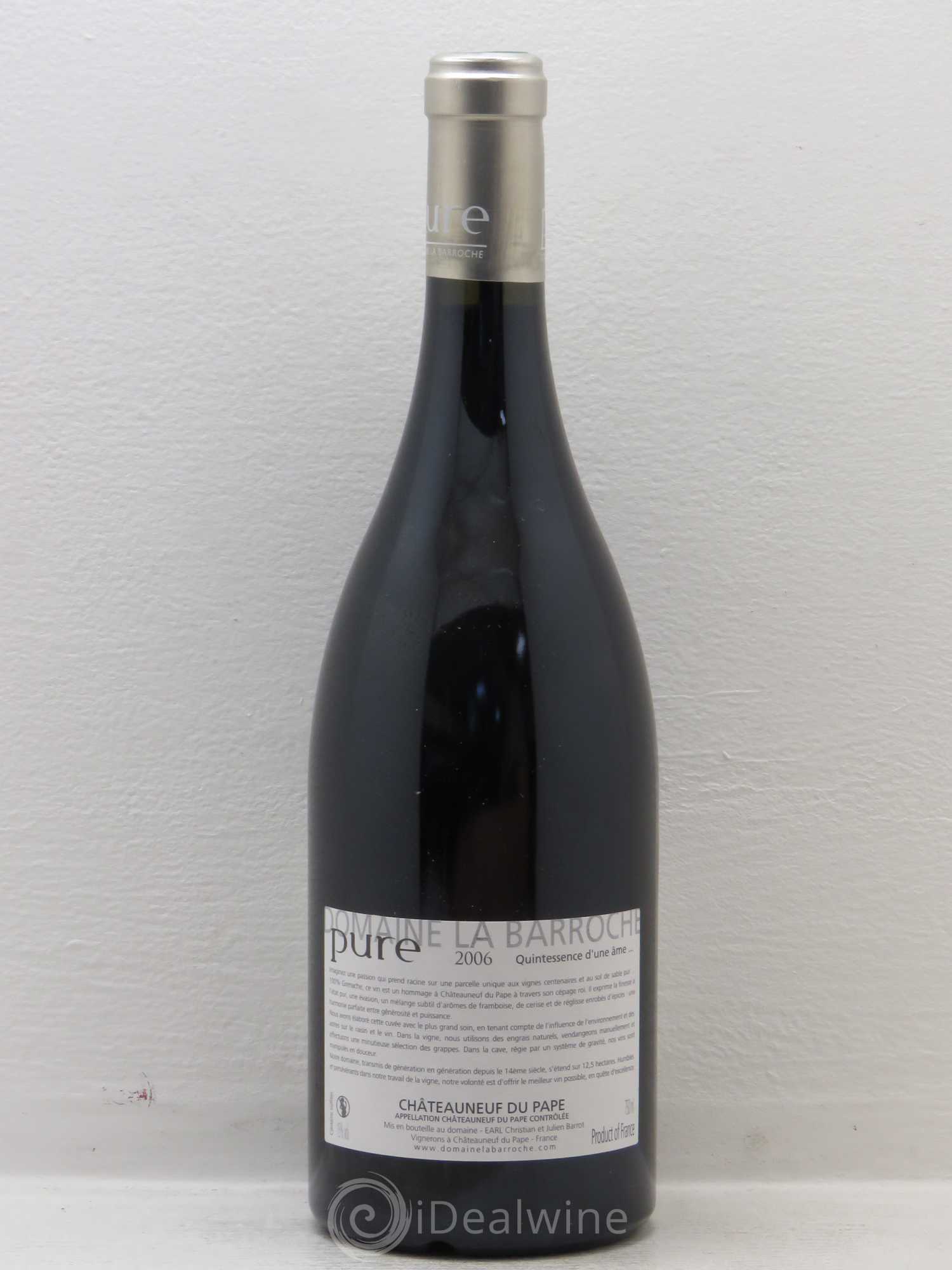 Châteauneuf-du-Pape Cuvée Pure Domaine La Barroche 2006 - Lot de 1 bouteille - 1