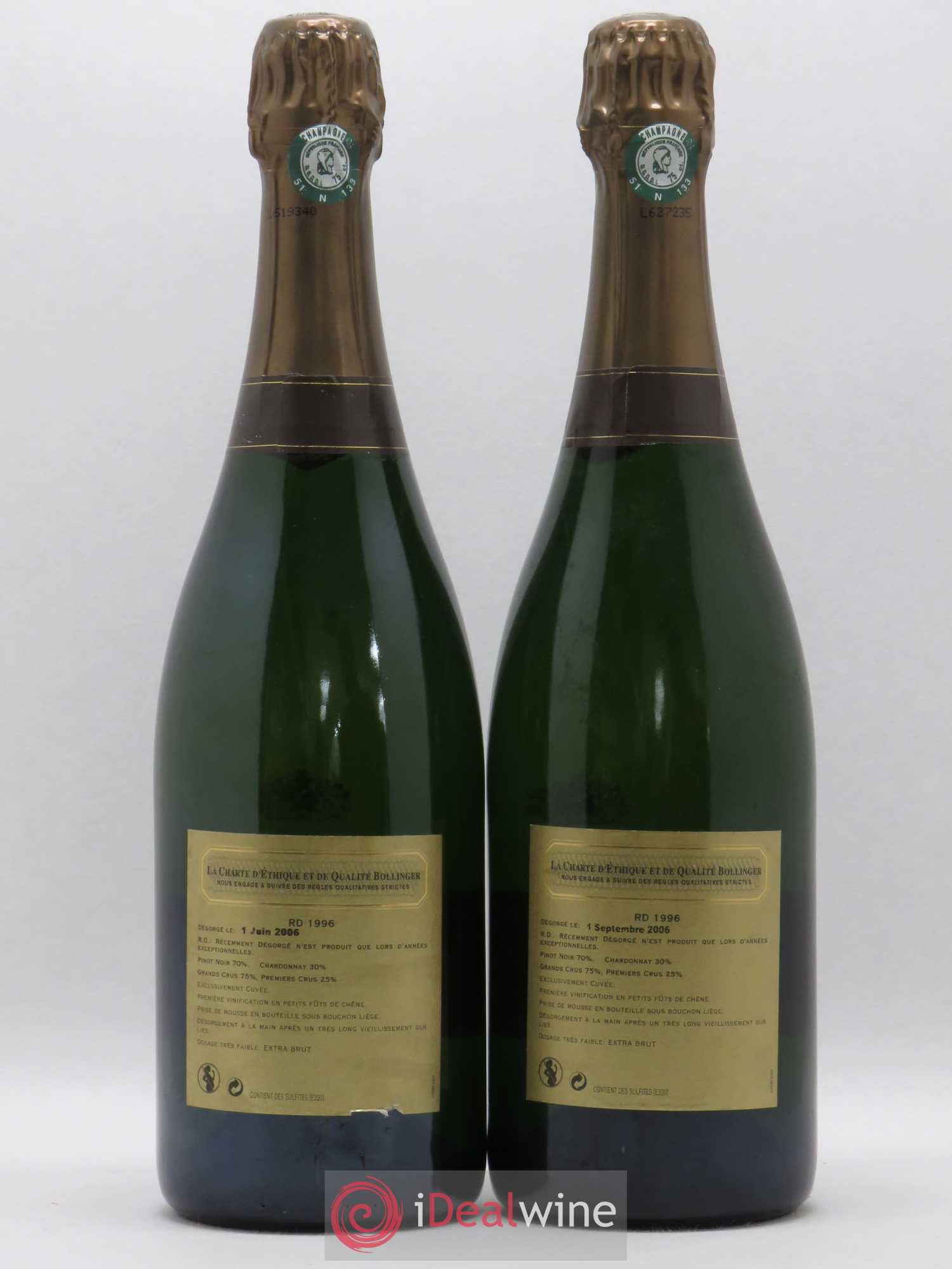 R.D. Extra-Brut Bollinger 1996 - Lot de 2 bouteilles - 1