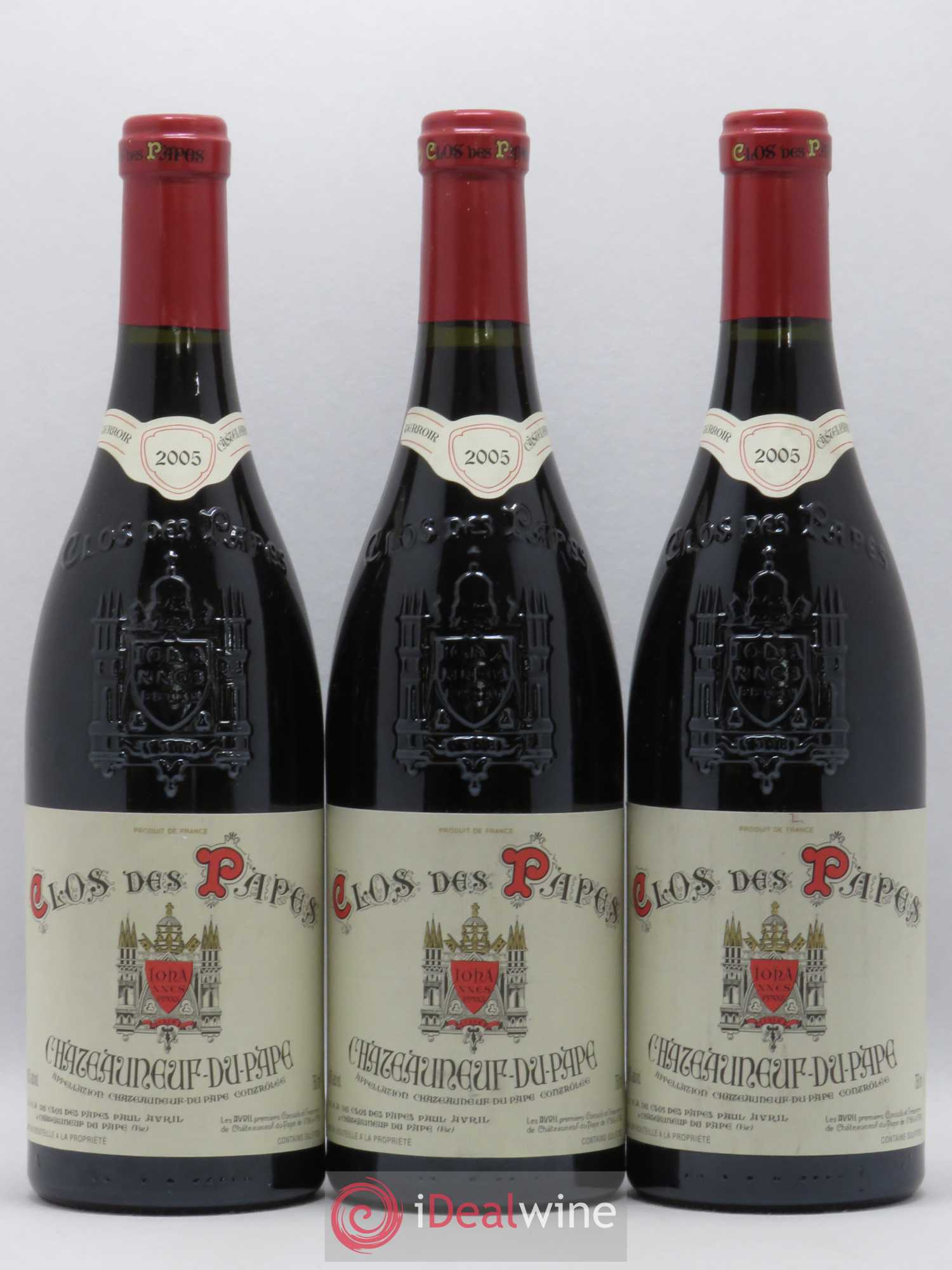 Châteauneuf-du-Pape Clos des Papes - Paul Avril 2005 - Lot de 3 bouteilles - 0