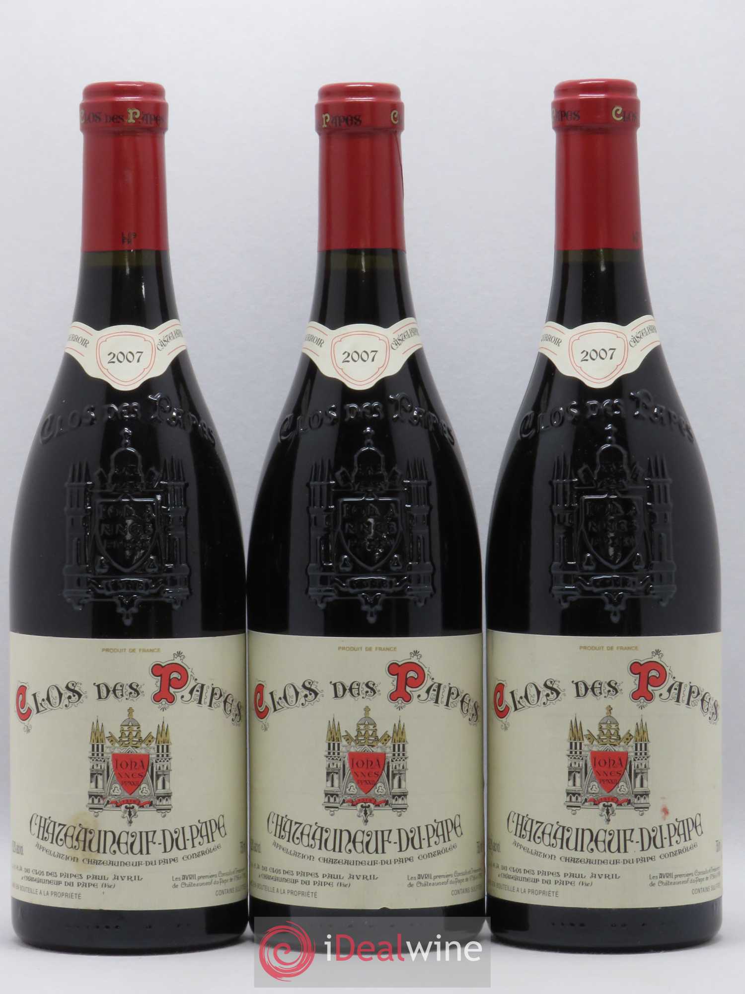 Châteauneuf-du-Pape Clos des Papes - Paul Avril 2007 - Lot de 3 bouteilles - 0