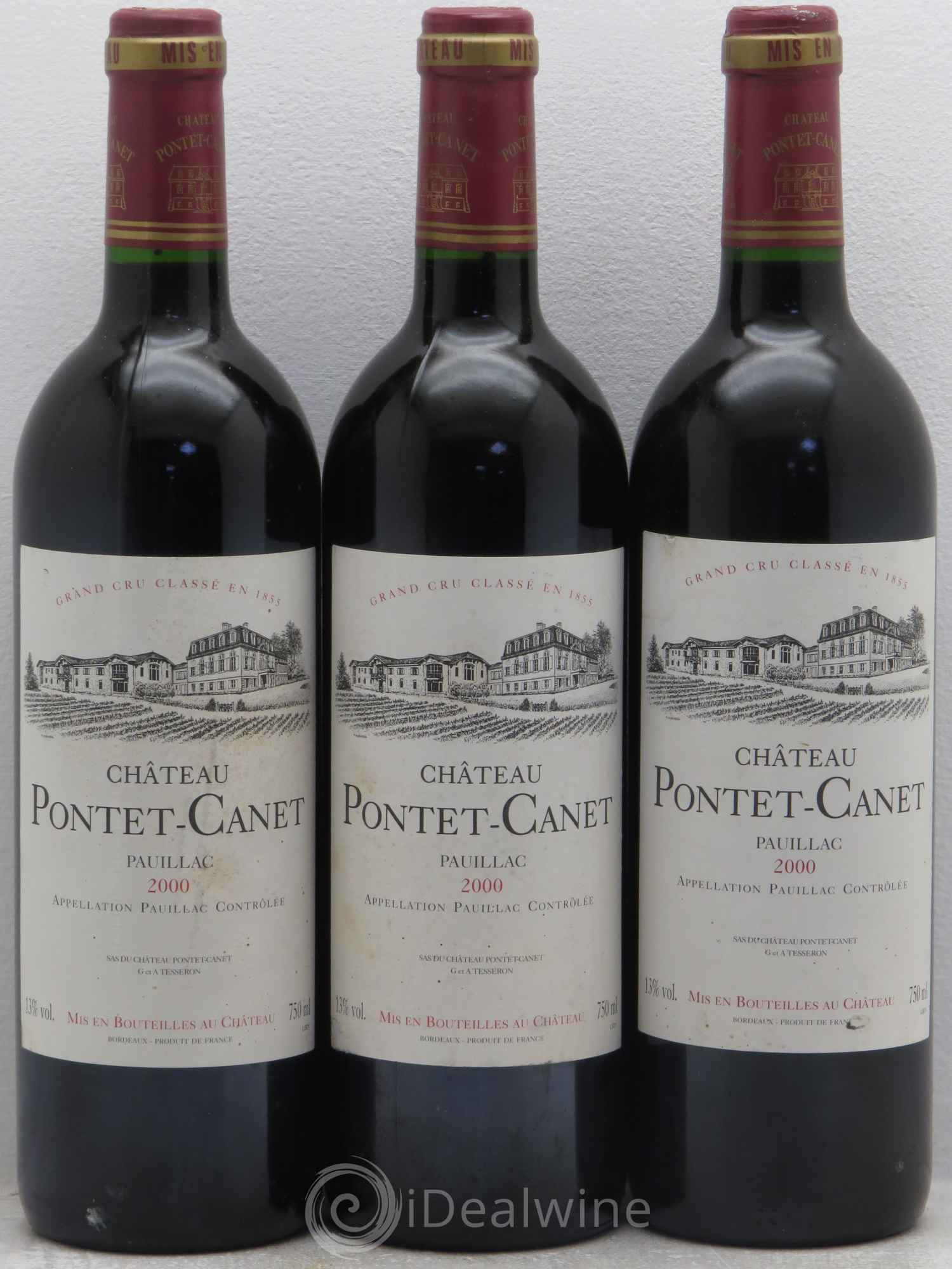 Château Pontet Canet 5ème Grand Cru Classé 2000 - Lot de 3 bouteilles - 0