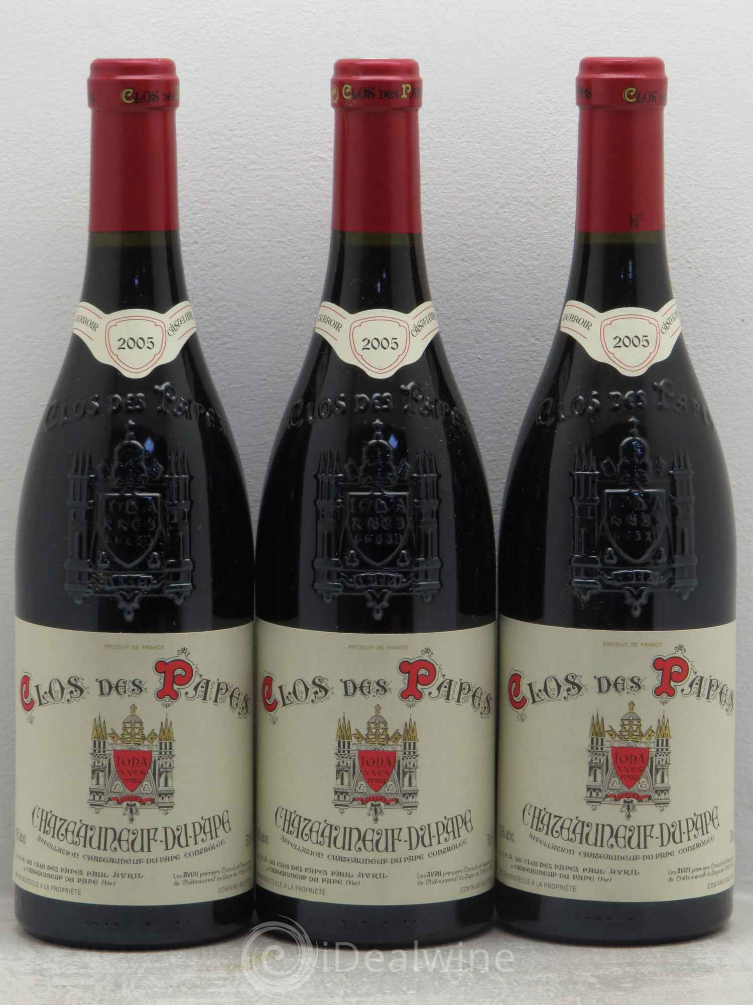 Châteauneuf-du-Pape Clos des Papes - Paul Avril 2005 - Lot de 3 bouteilles - 0