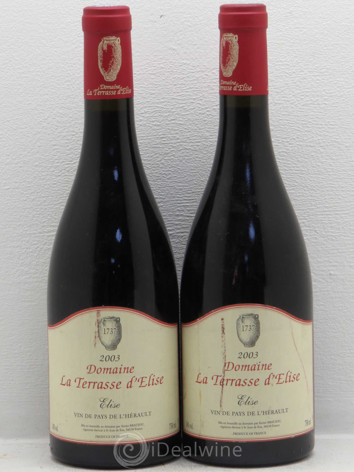 Coteaux du Languedoc Elise Terrasse d'Elise (Domaine de la) 2003 - Lot de 2 bouteilles - 0