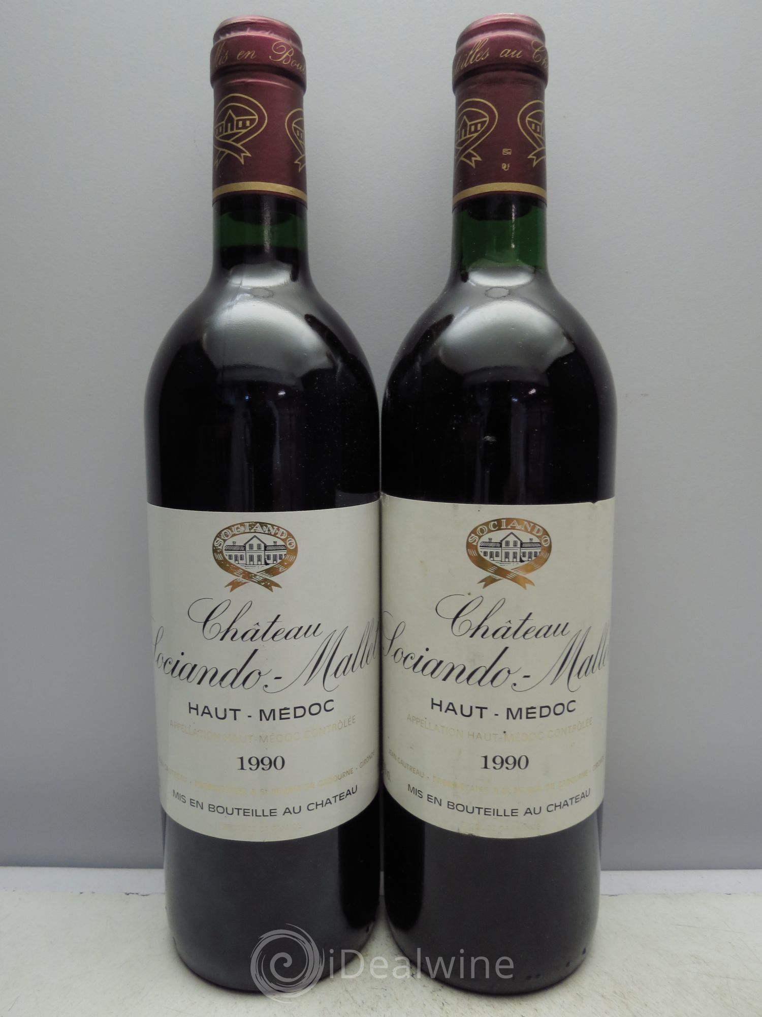 Château Sociando Mallet 1990 - Lot de 2 bouteilles - 0