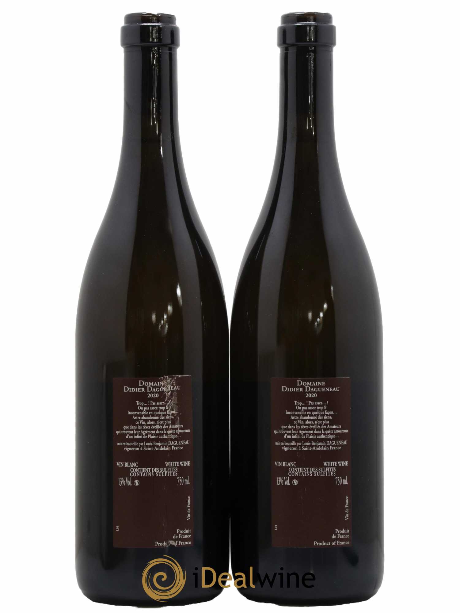 Vin de France (anciennement Pouilly-Fumé) Pur Sang Dagueneau (Domaine Didier - Louis-Benjamin) 2020 - Lot de 2 bouteilles - 1