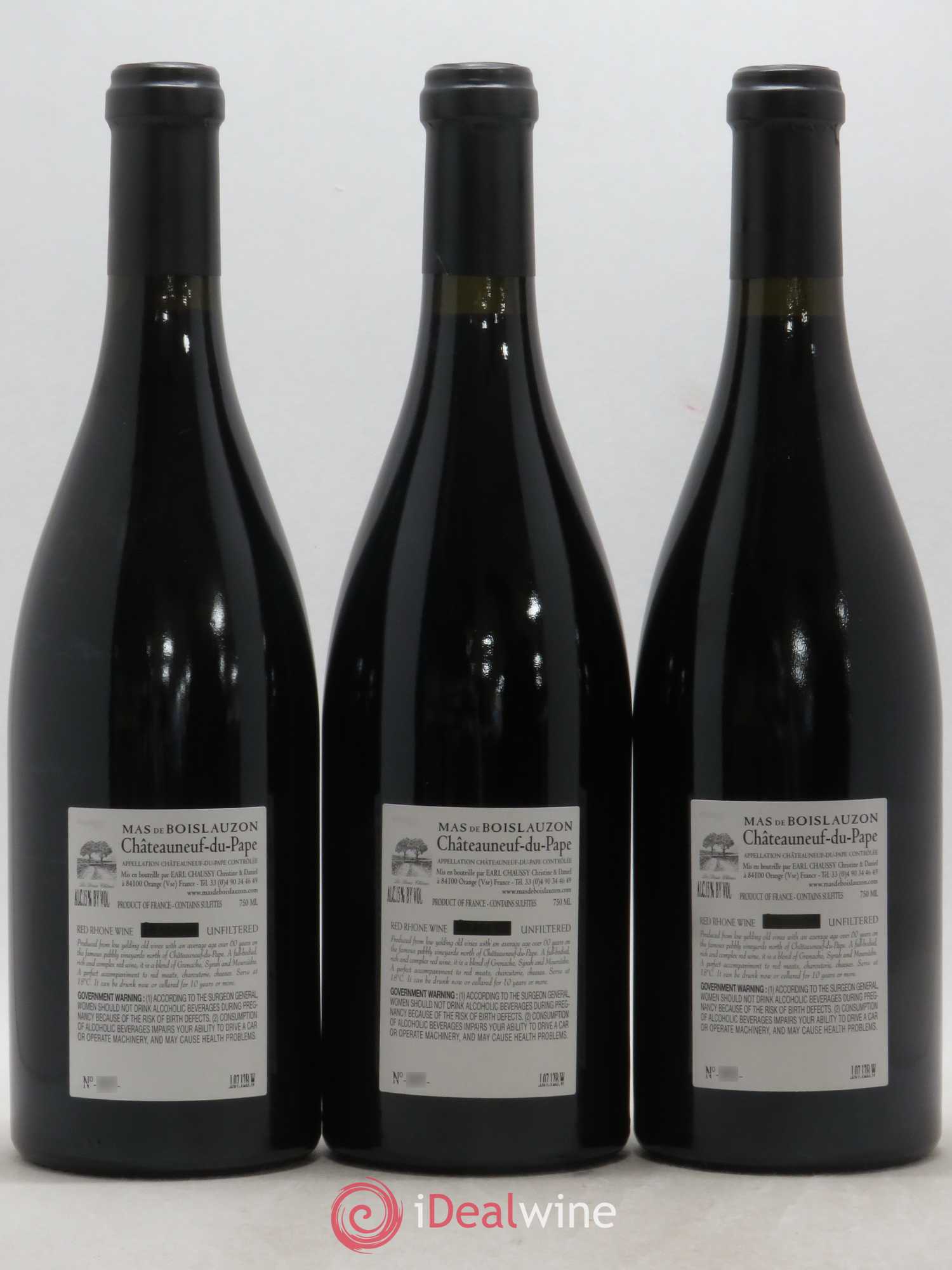 Châteauneuf-du-Pape Mas de Boislauzon Cuvée du Quet Christine et Daniel Chaussy 2010 - Lot de 3 bouteilles - 1