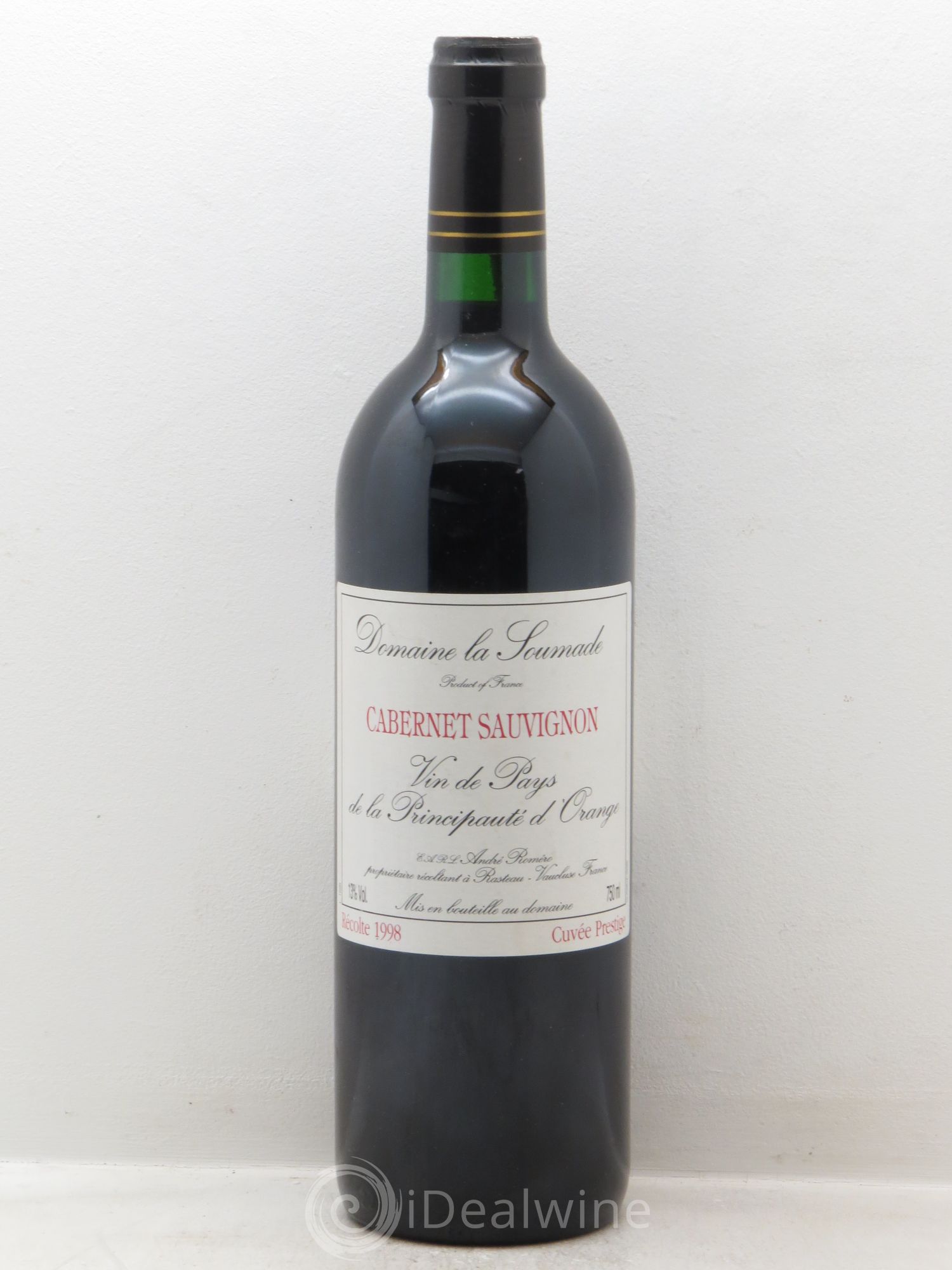 Divers Vin de pays de la principauté d'Orange Domaine de la Soumade "Cabernet Cuvée Prestige" 1998 - Posten von 1 Flasche - 0