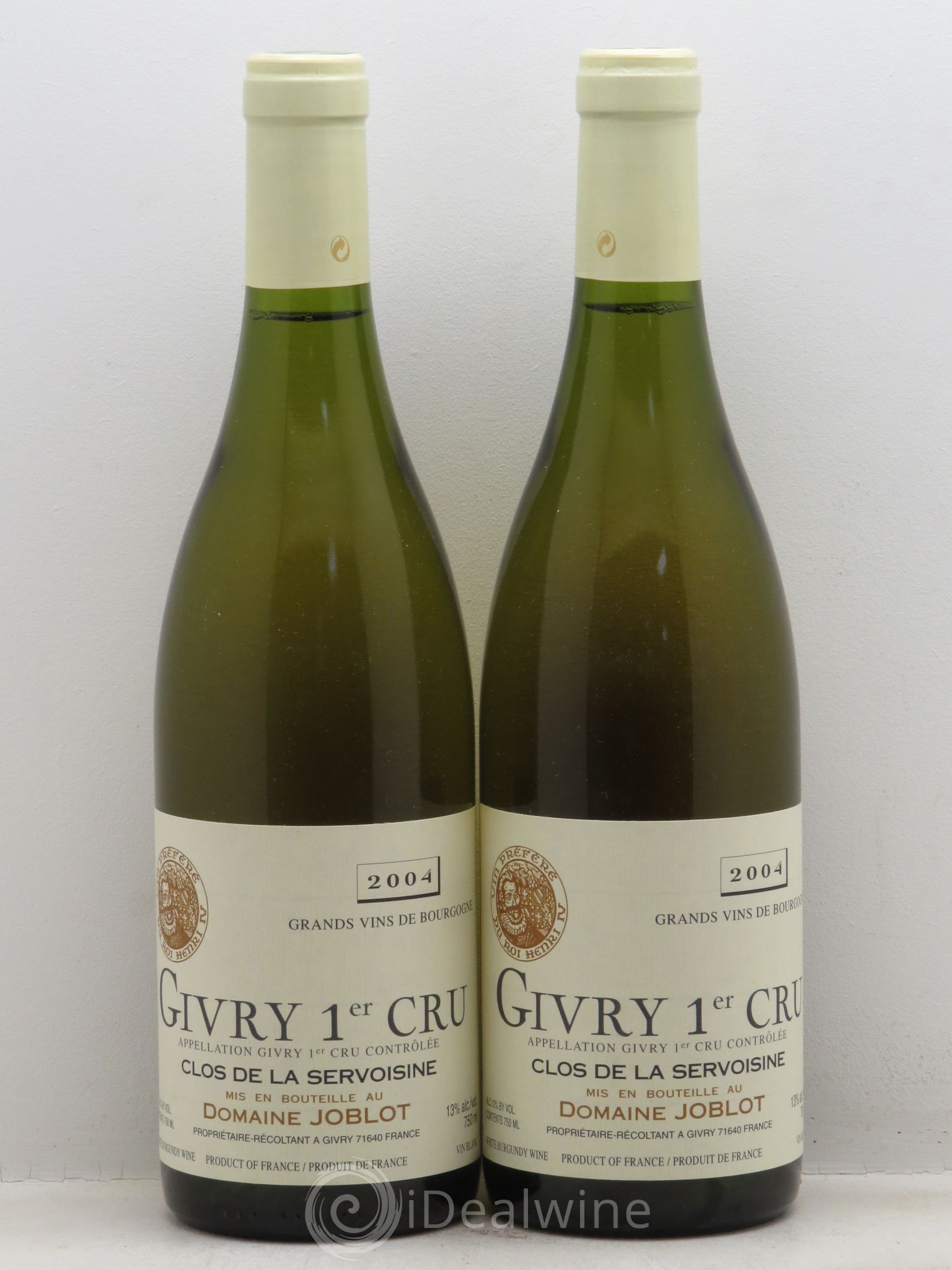 Givry 1er Cru "Clos de la Servoisine" Domaine Joblot 2004 - Posten von 2 Flaschen - 0