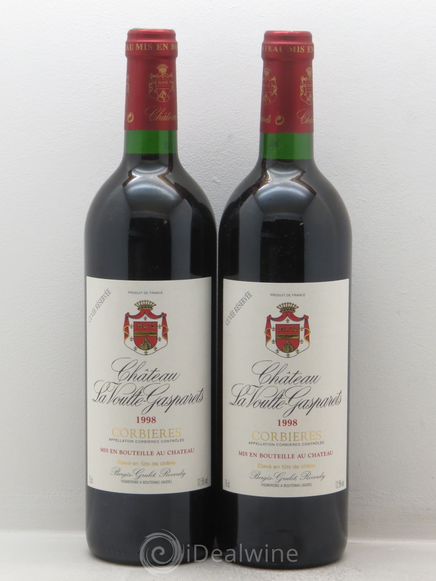 Corbières Château La Voulte-Gasparets Réservée Patrick Reverdy 1998 - Lot de 2 bouteilles - 0