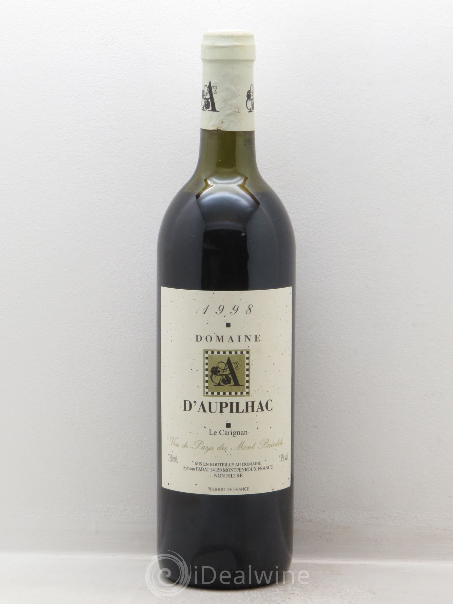 Coteaux du Languedoc Vin de pays du Mont Baudile Domaine d'Aupilhac "Le Carignan" C.&.S Fadat 1998 - Posten von 1 Flasche - 0