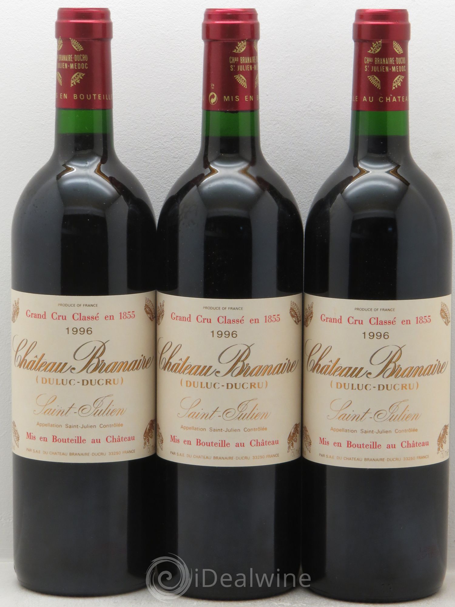 Château Branaire Ducru 4ème Grand Cru Classé 1996 - Lot de 3 bouteilles - 0