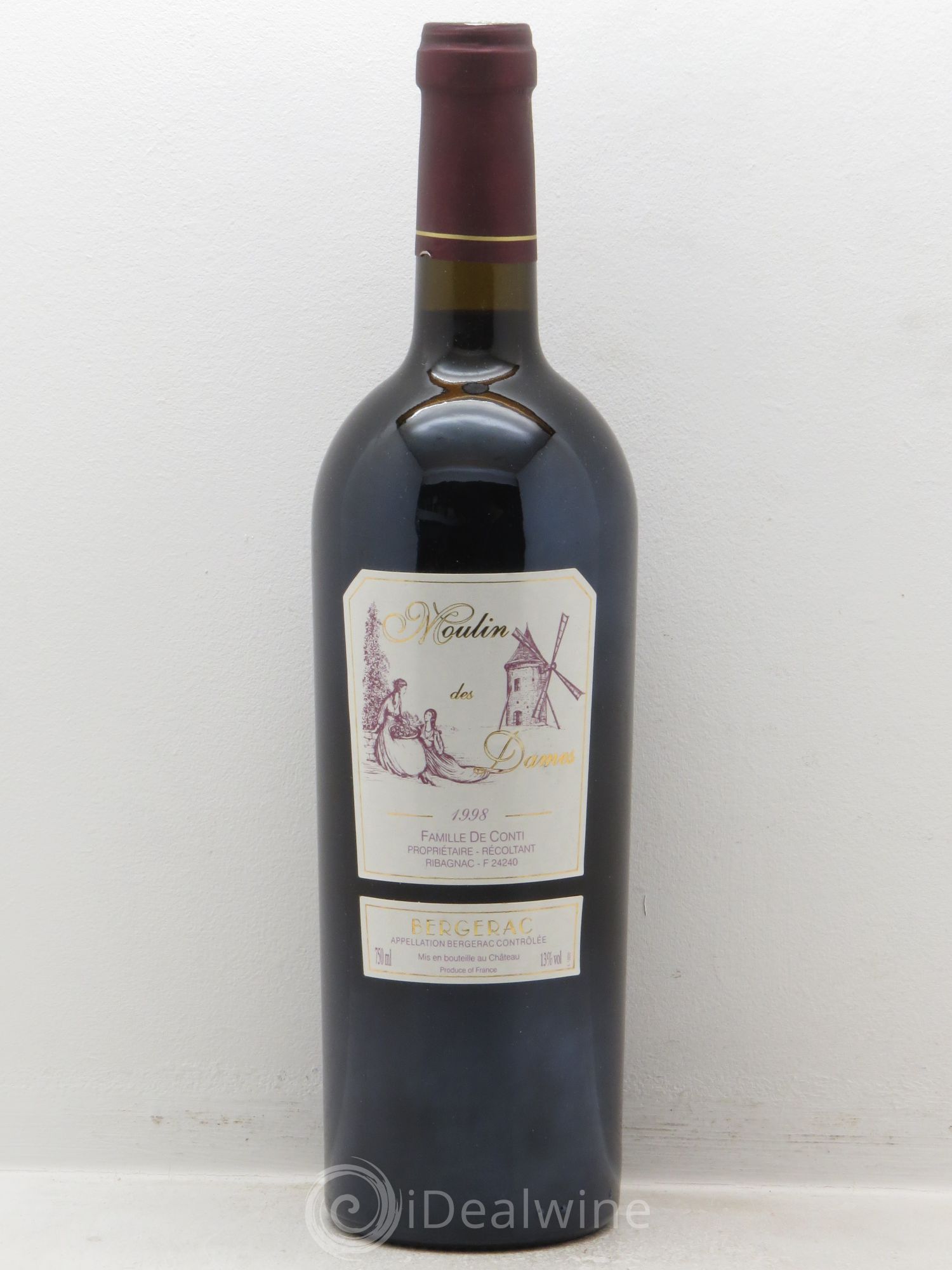 Bergerac Château Tour des Gendres Moulin des Dames Famille de Conti 1998 - Lot de 1 bouteille - 0
