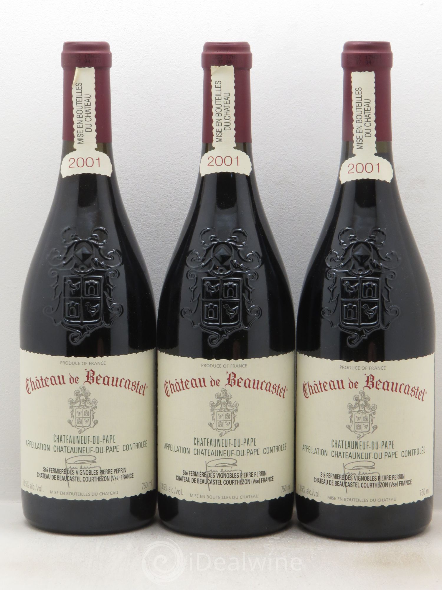 Châteauneuf-du-Pape Château de Beaucastel Famille Perrin 2001 - Lot de 3 bouteilles - 0