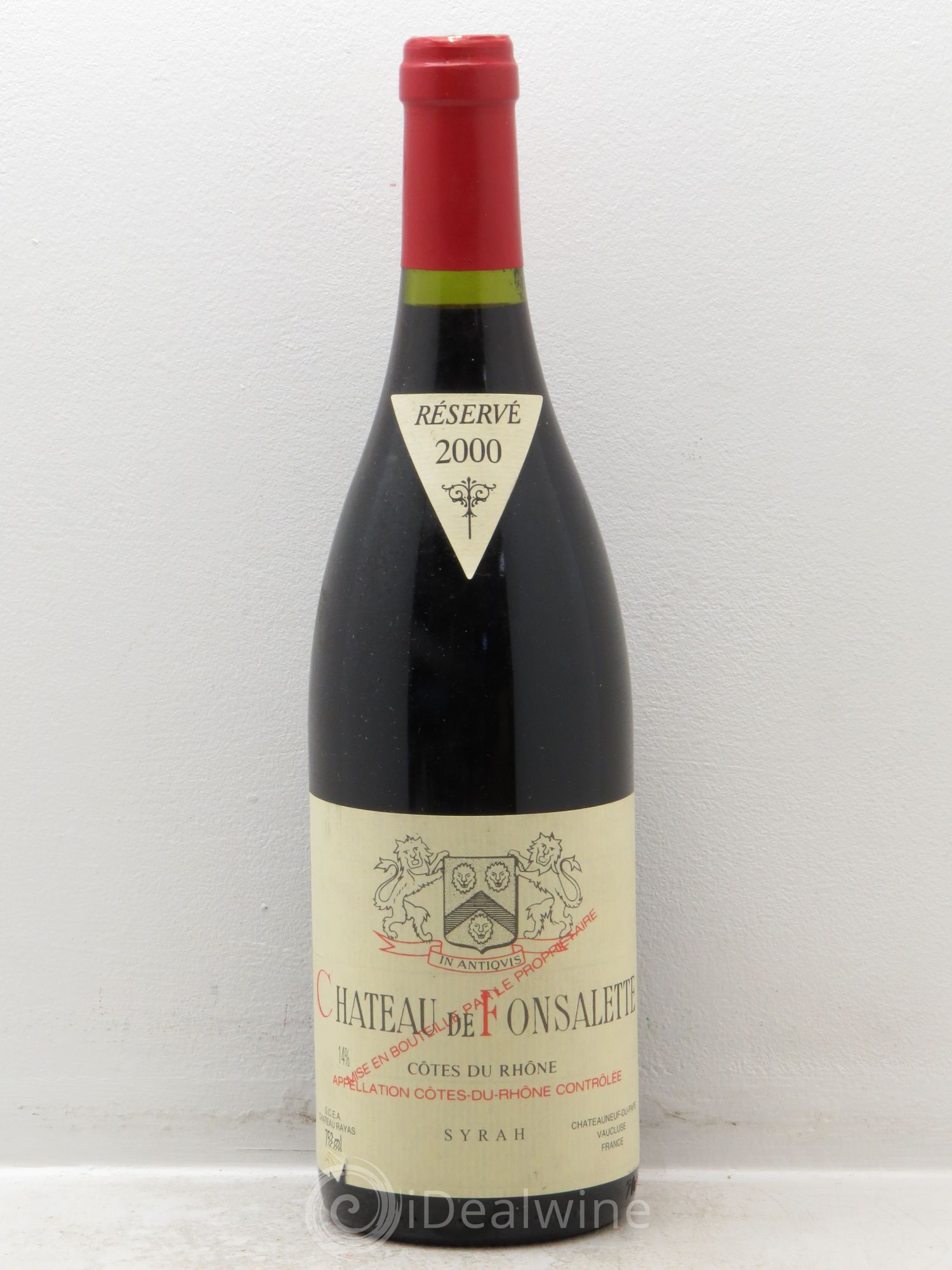 Côtes-du-Rhône Cuvée Syrah Château de Fonsalette 2000 - Lot de 1 bouteille - 0