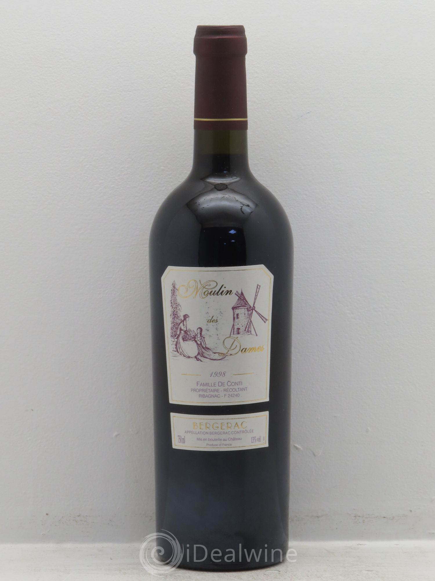 Bergerac Château Tour des Gendres Moulin des Dames Famille de Conti 1998 - Lot de 1 bouteille - 0