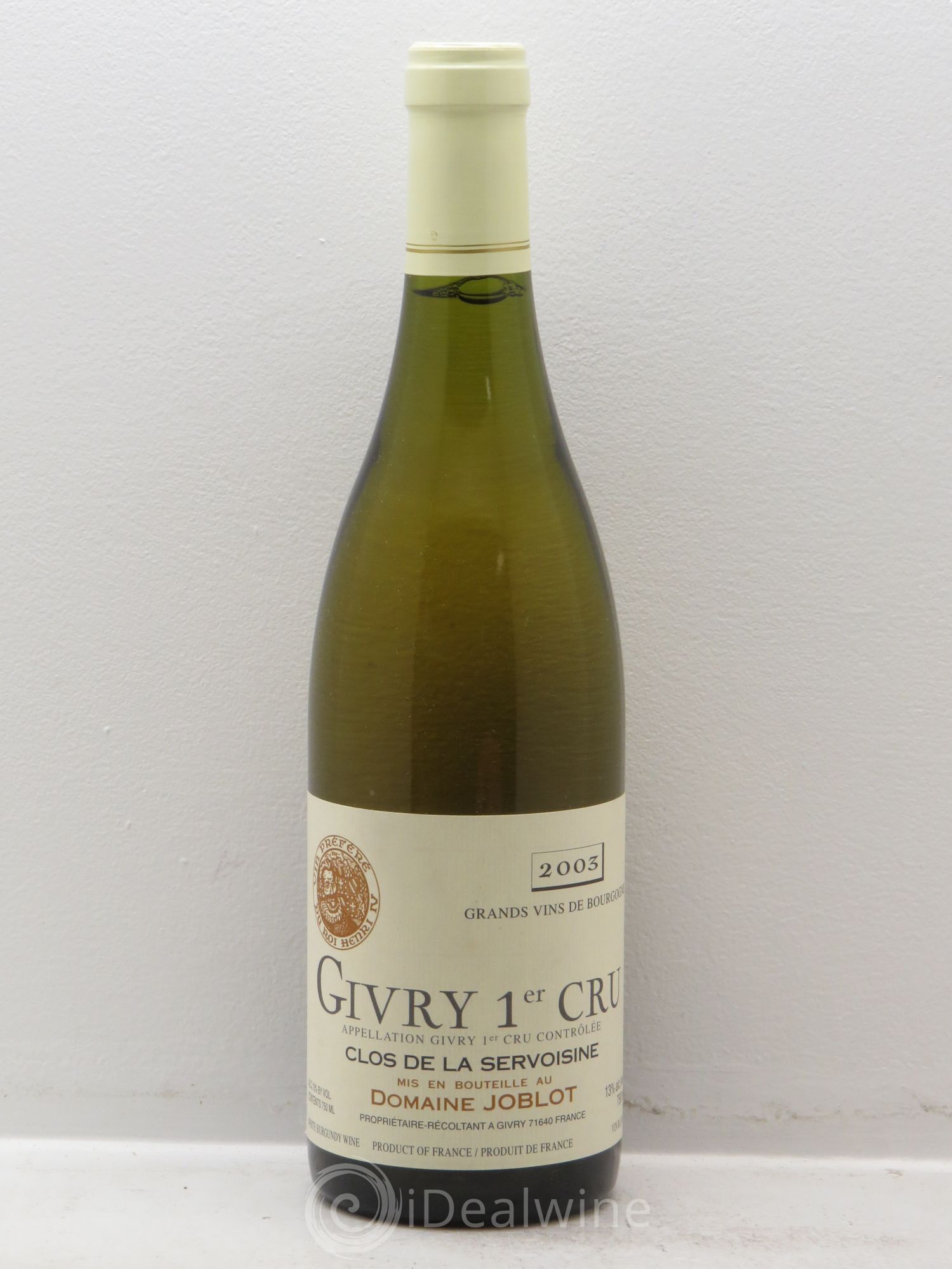 Givry 1er Cru Servoisine Joblot (Domaine) 2003 - Lot de 1 bouteille - 0